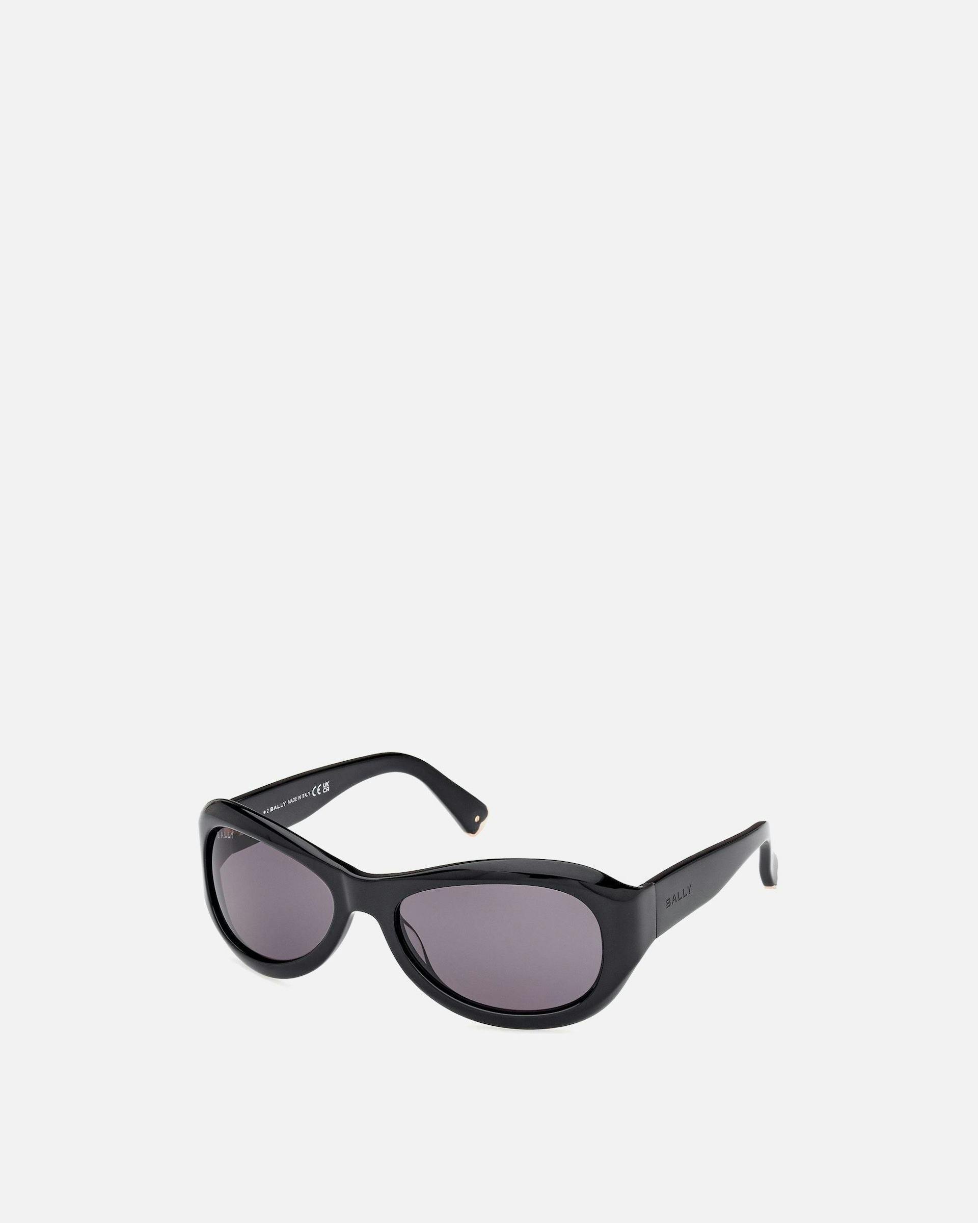 Maurice Acetate Sunglasses in Black and Smoke | Bally | Still Life 3/4 Side