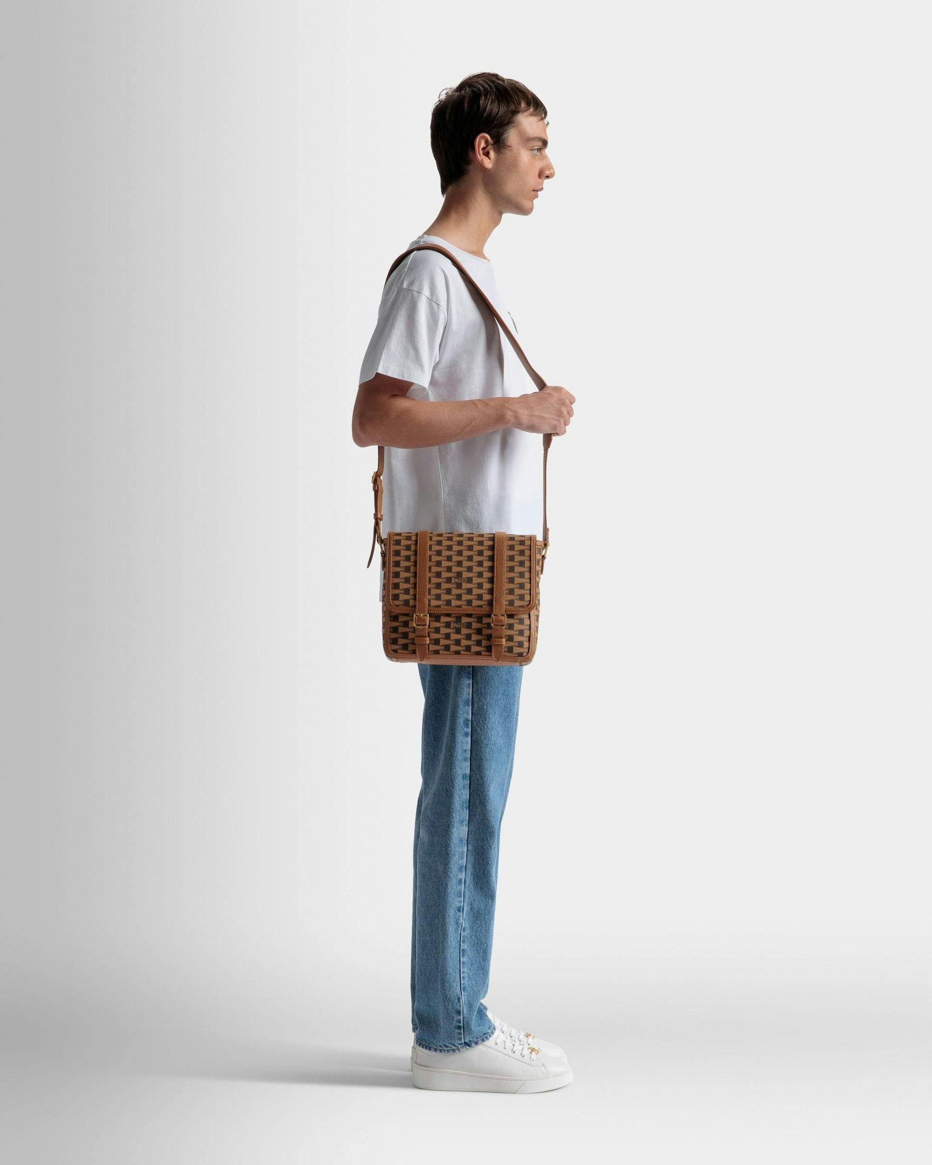 Men's Pennant Messenger Bag In Desert TPU | Bally | On Model Front