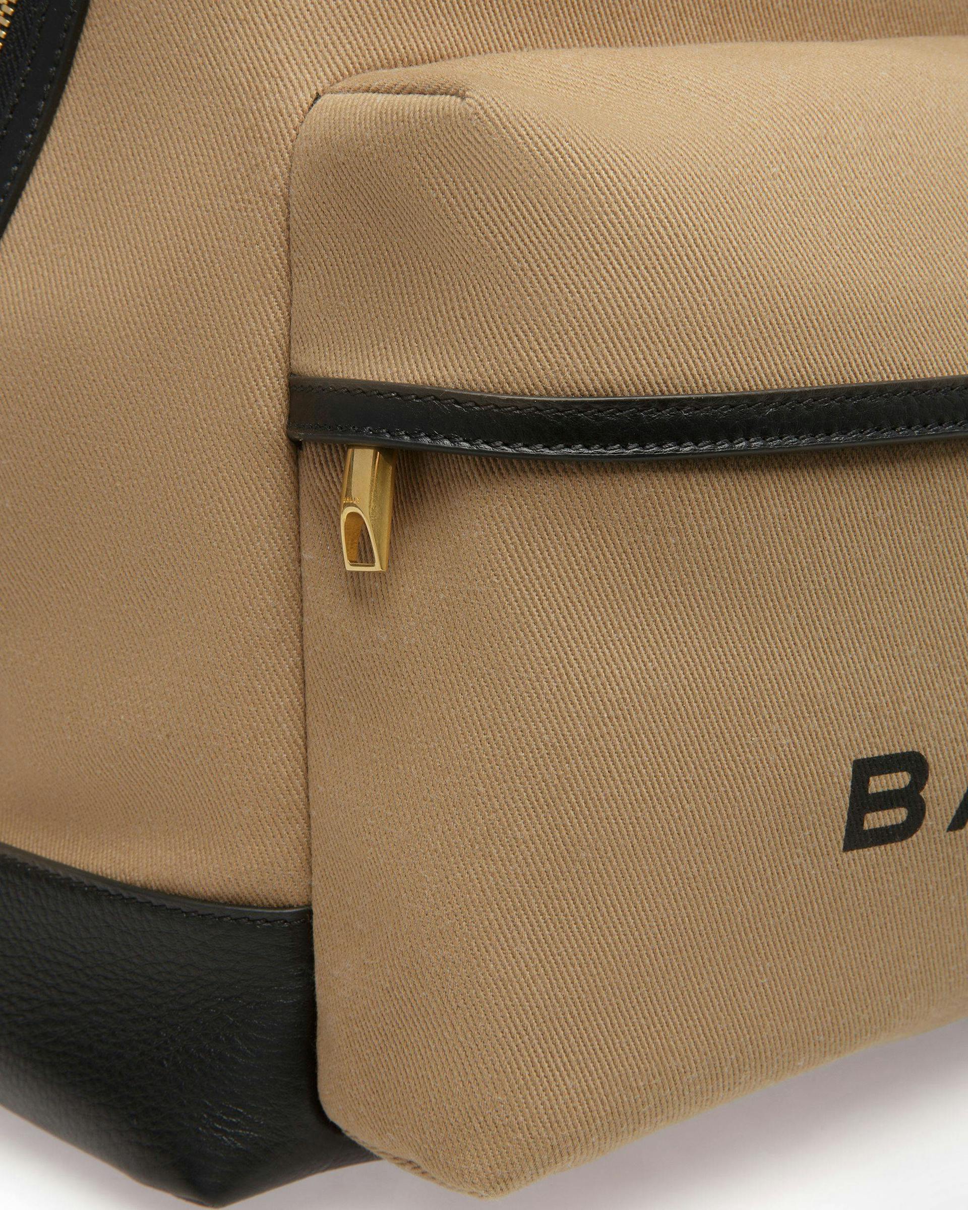 Men's Bar Backpack In Sand And Black Fabric And Leather | Bally | Still Life Detail