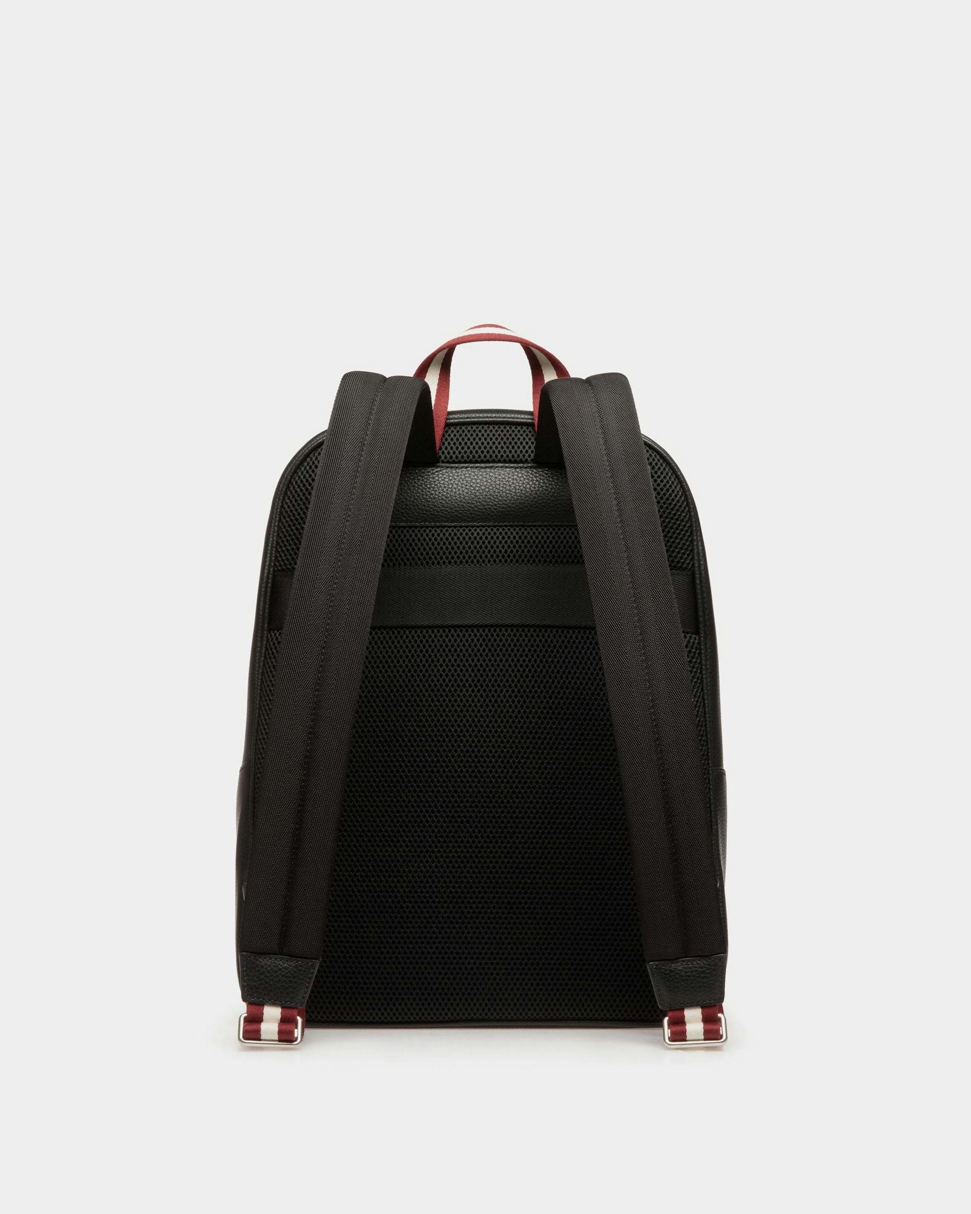 Men's Code Backpack in Black Grained Leather | Bally | Still Life Back