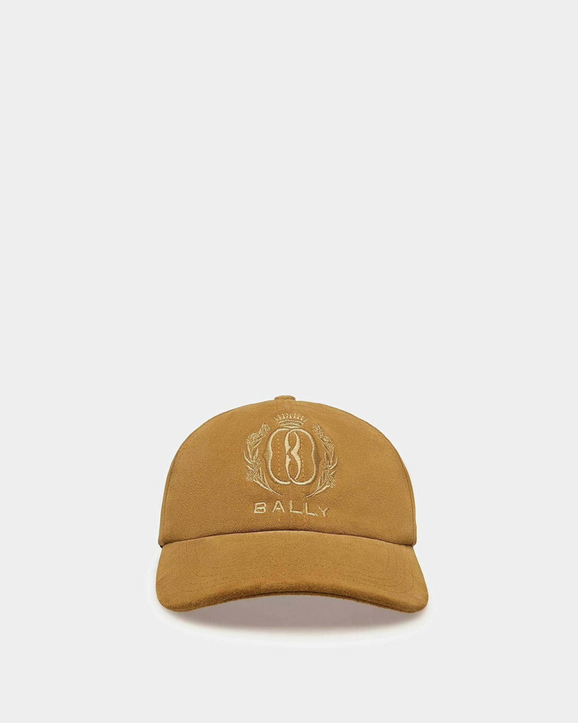 Cappello Da Baseball Ricamato In Pelle Ocra - Uomo - Bally - 01