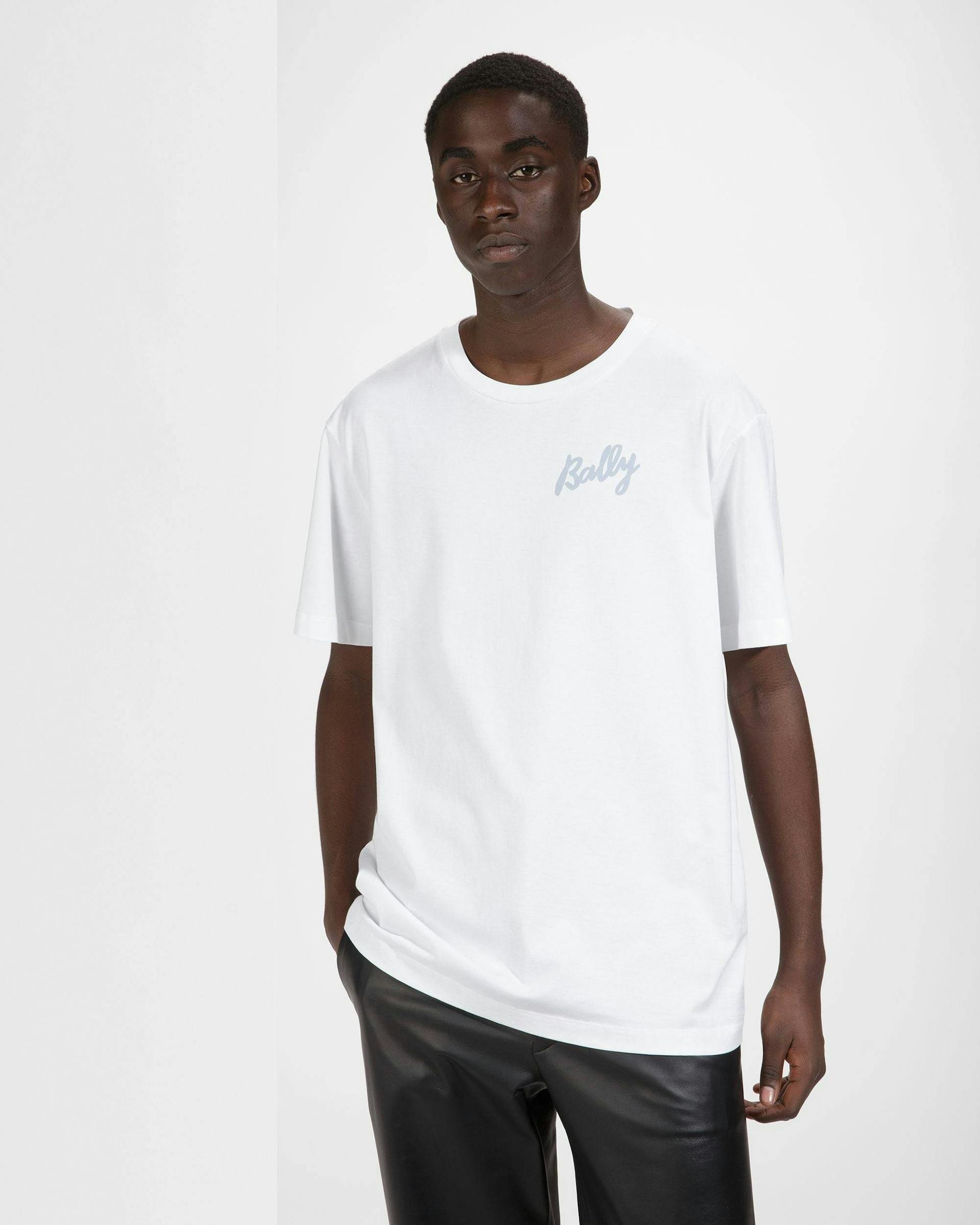 T-Shirt In Cotone Bianco E Azzurro - Uomo - Bally - 03