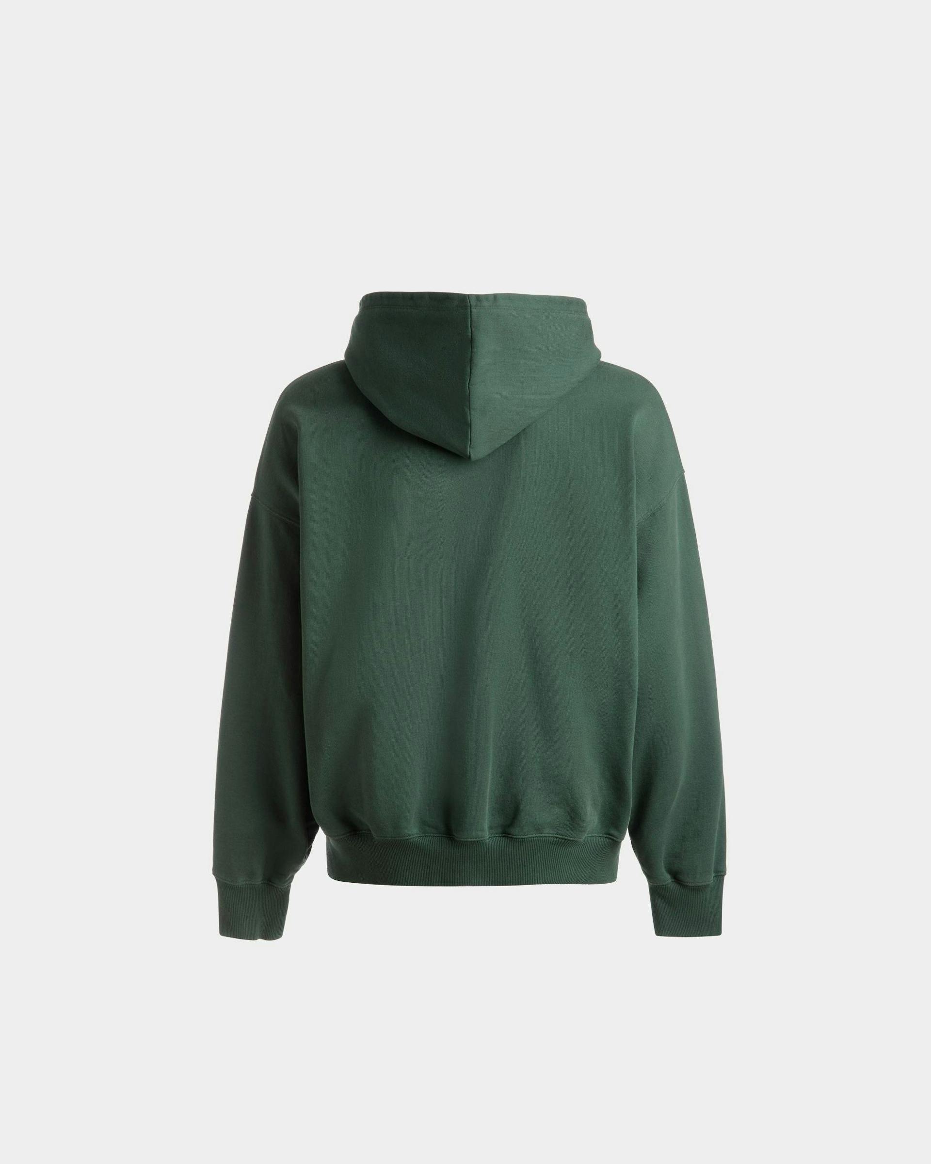 Men's Foiled Hooded Sweatshirt In Kelly Green Cotton | Bally | Still Life Back