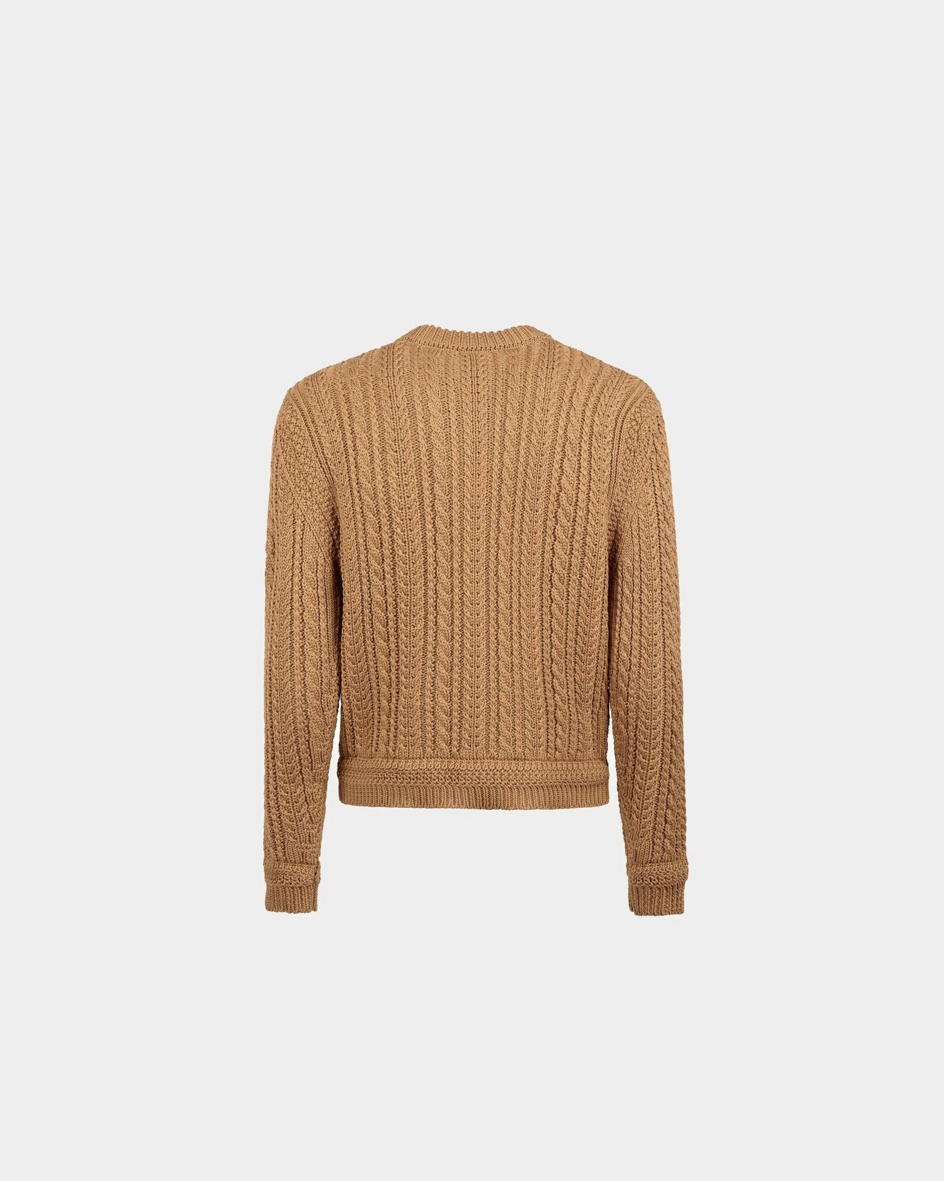 Men's Cable-knit Sweater in Camel Cotton | Bally | Still Life Back