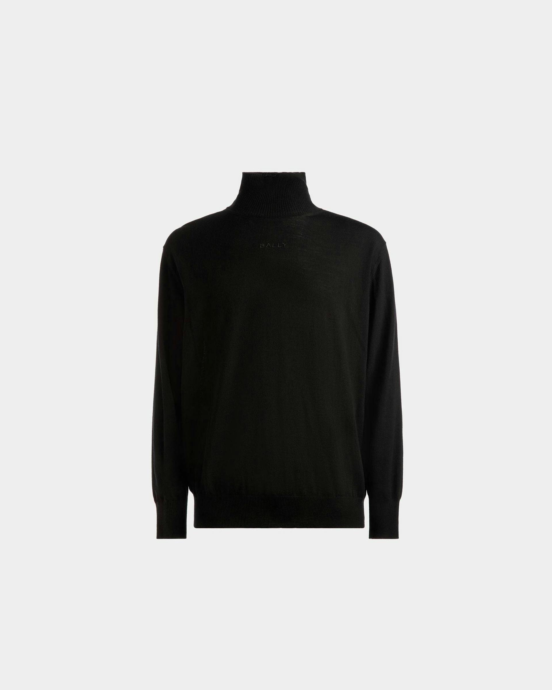 Men's Roll Neck Sweater In Black Wool | Bally | Still Life Front