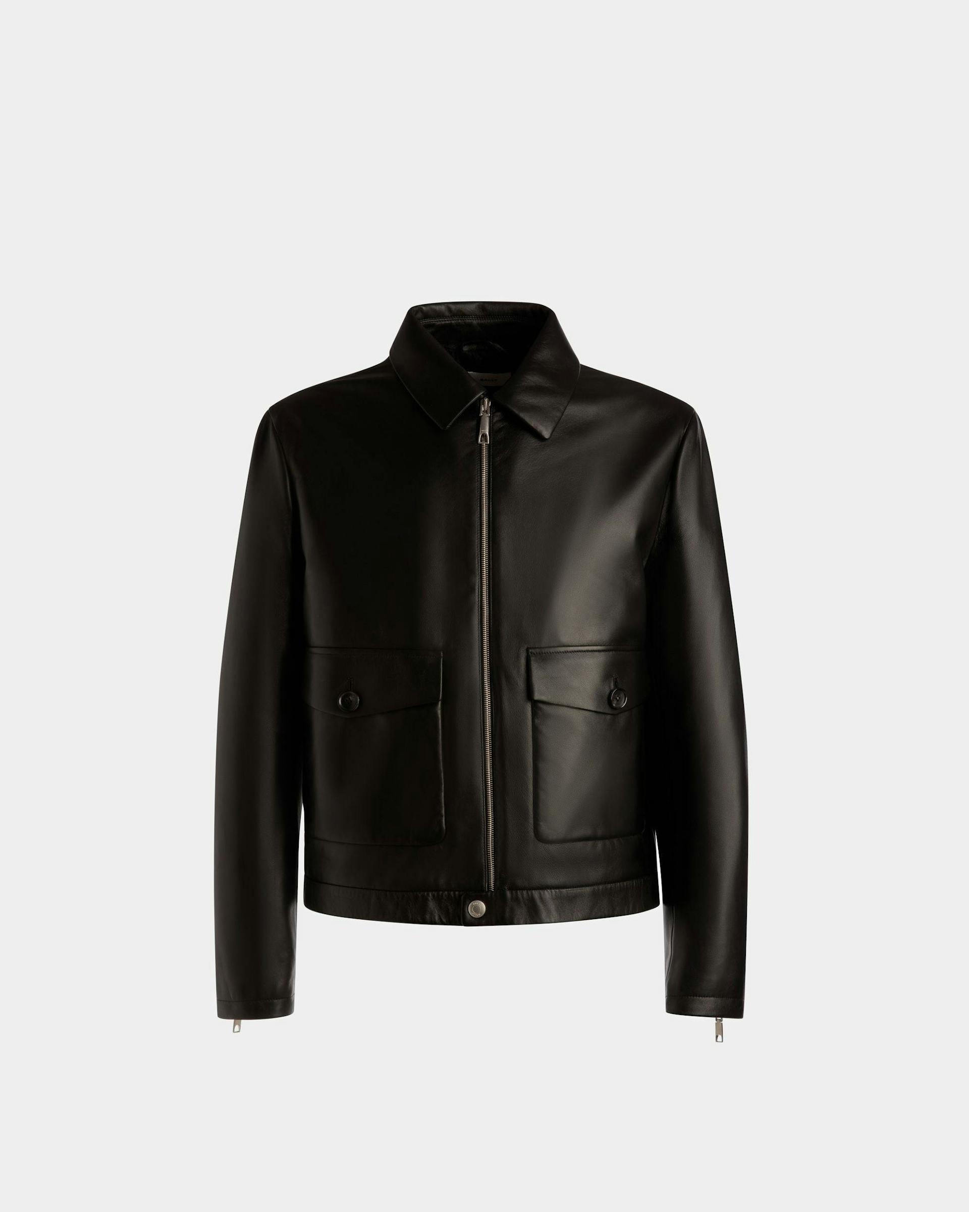 Men's Bomber Jacket In Black Leather | Bally | Still Life Front