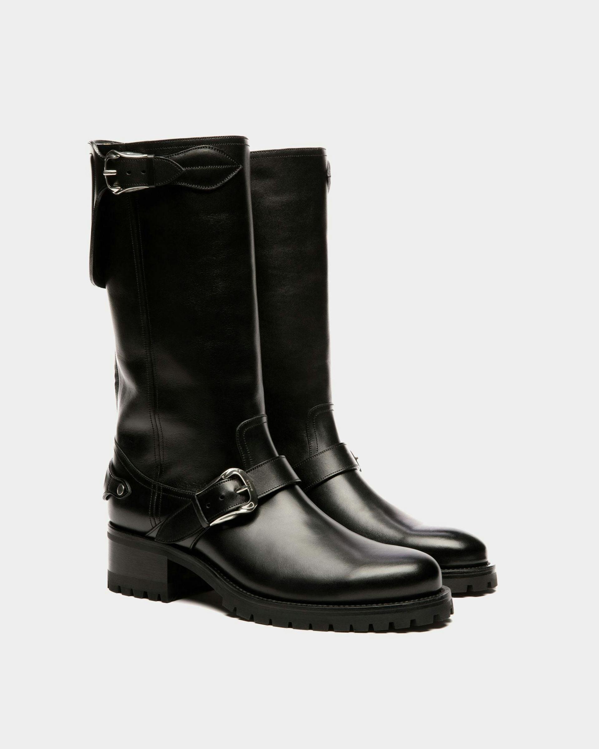 Men's Ardis Long Boots In Black Leather | Bally | Still Life 3/4 Front
