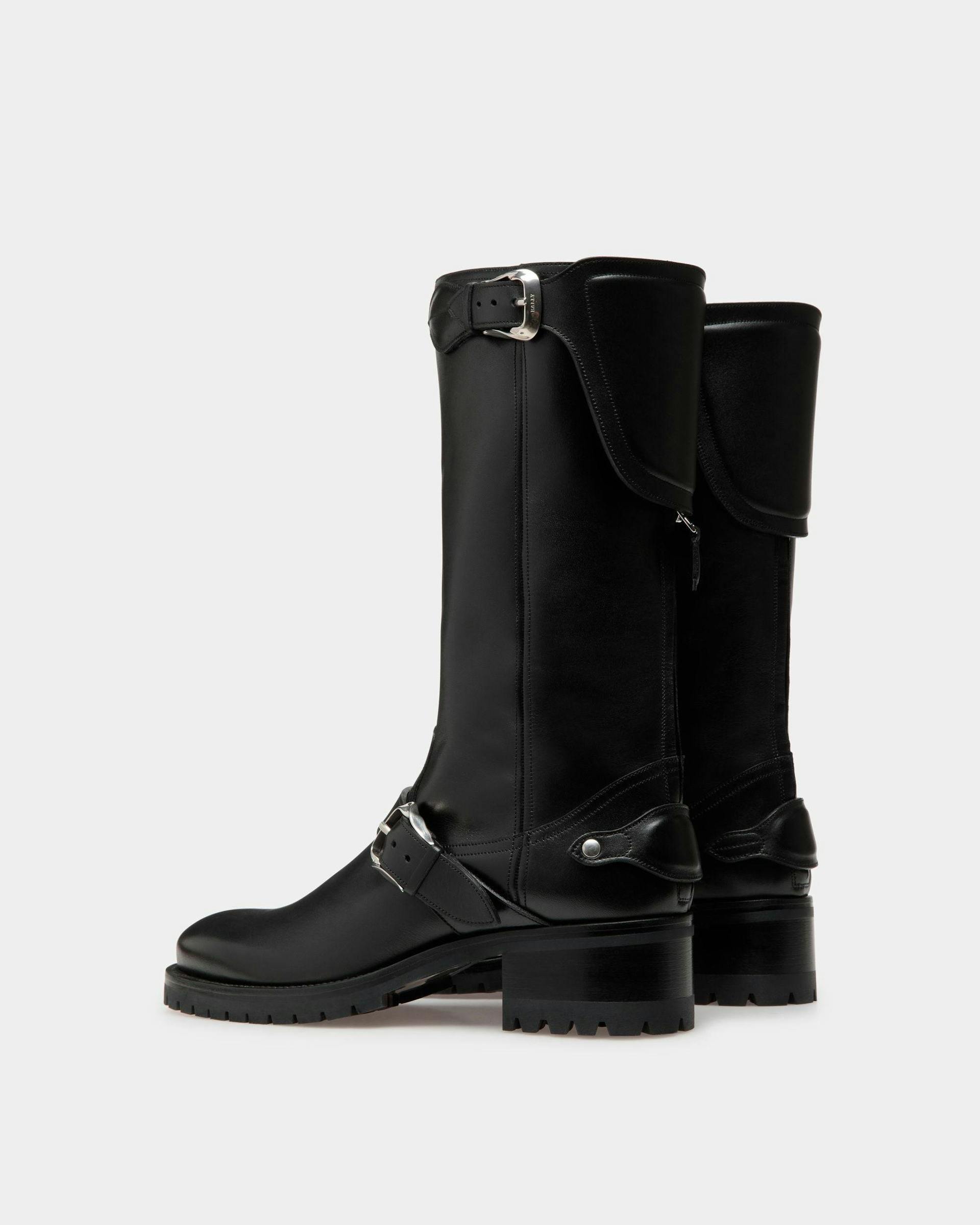 Men's Ardis Long Boots In Black Leather | Bally | Still Life 3/4 Back