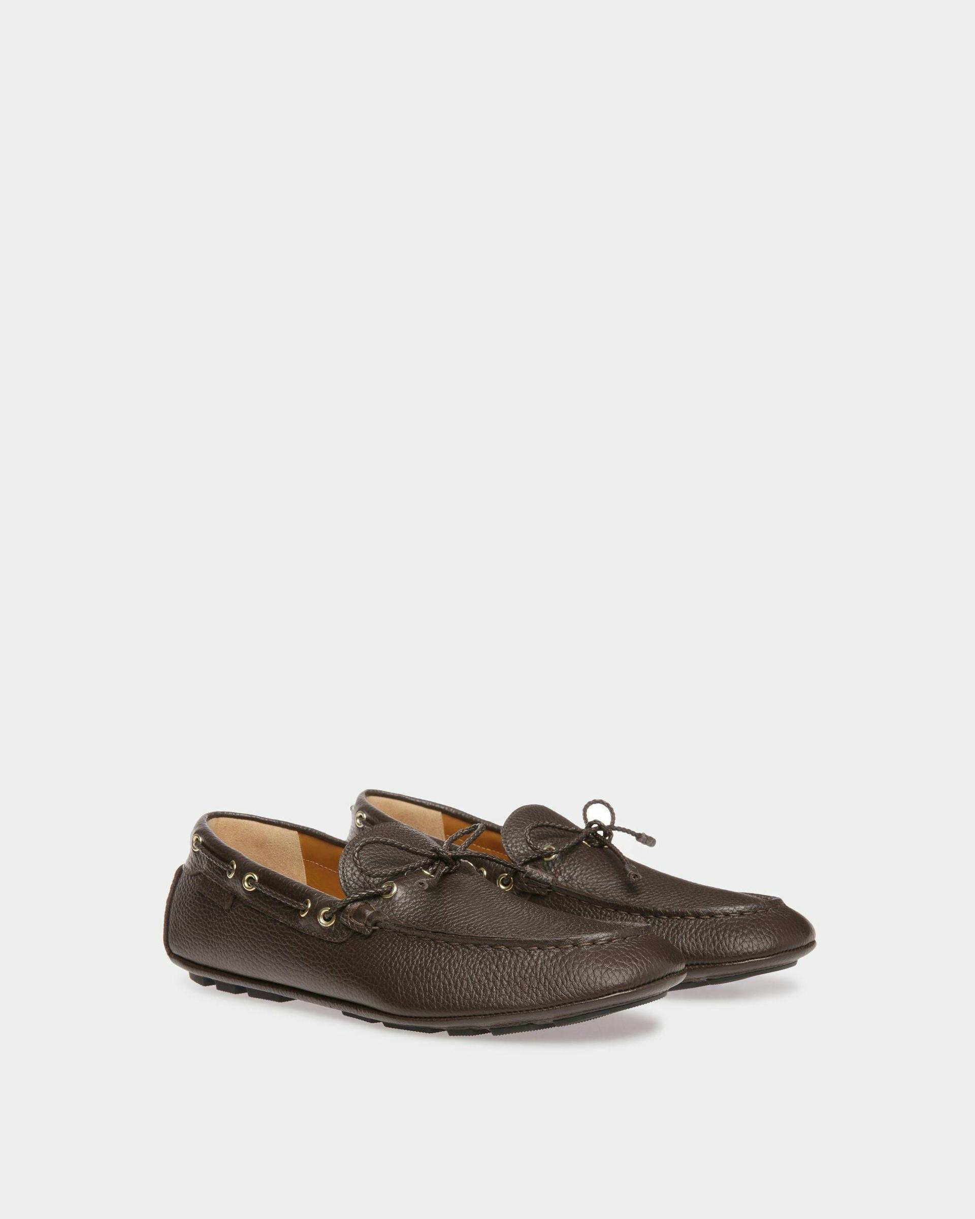 Men's Kerbs Drivers In Brown Leather | Bally | Still Life 3/4 Front