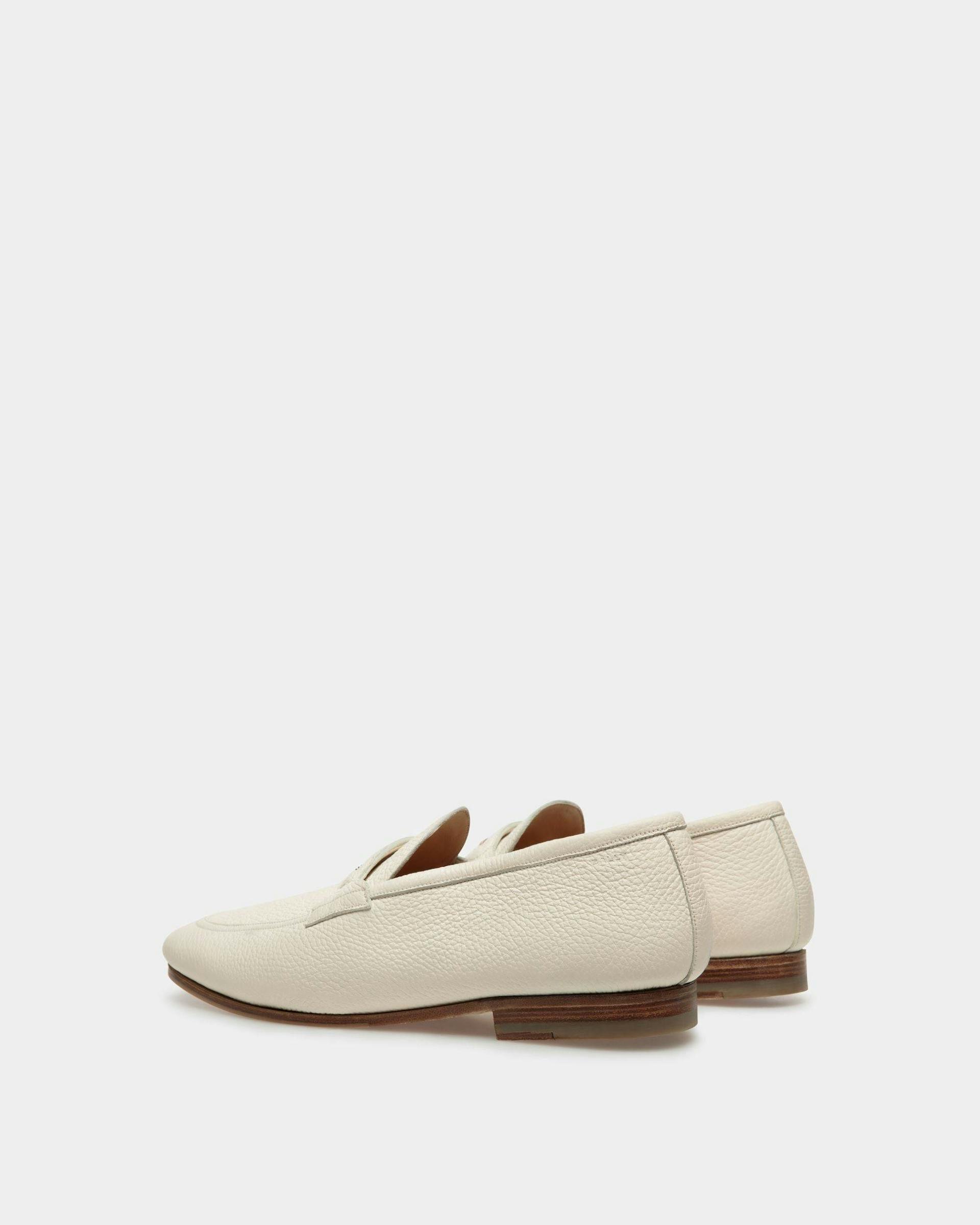 Men's Pesek Loafers In White Leather | Bally | Still Life 3/4 Back