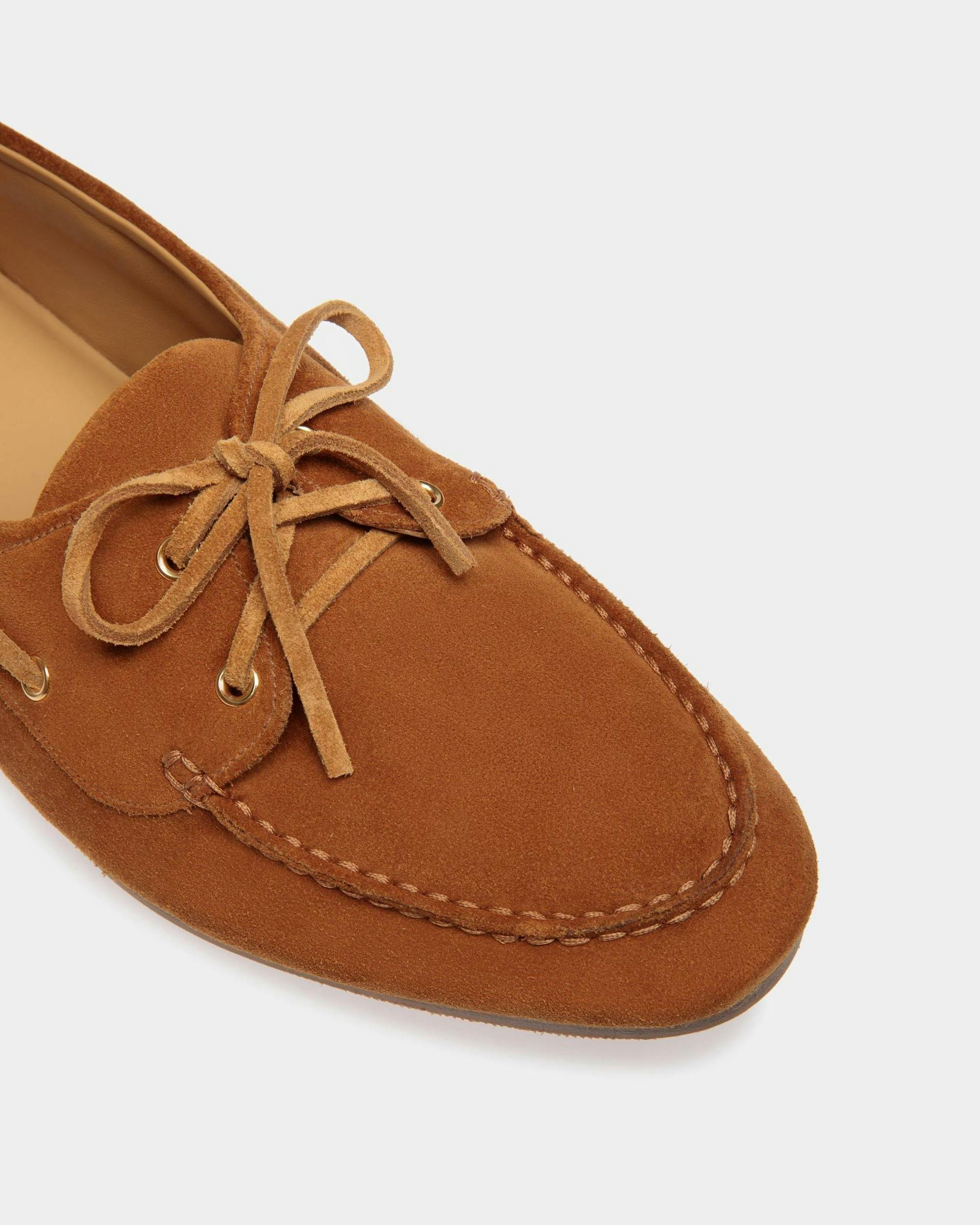 Men's Plume Moccasin in Brown Suede | Bally | Still Life Detail