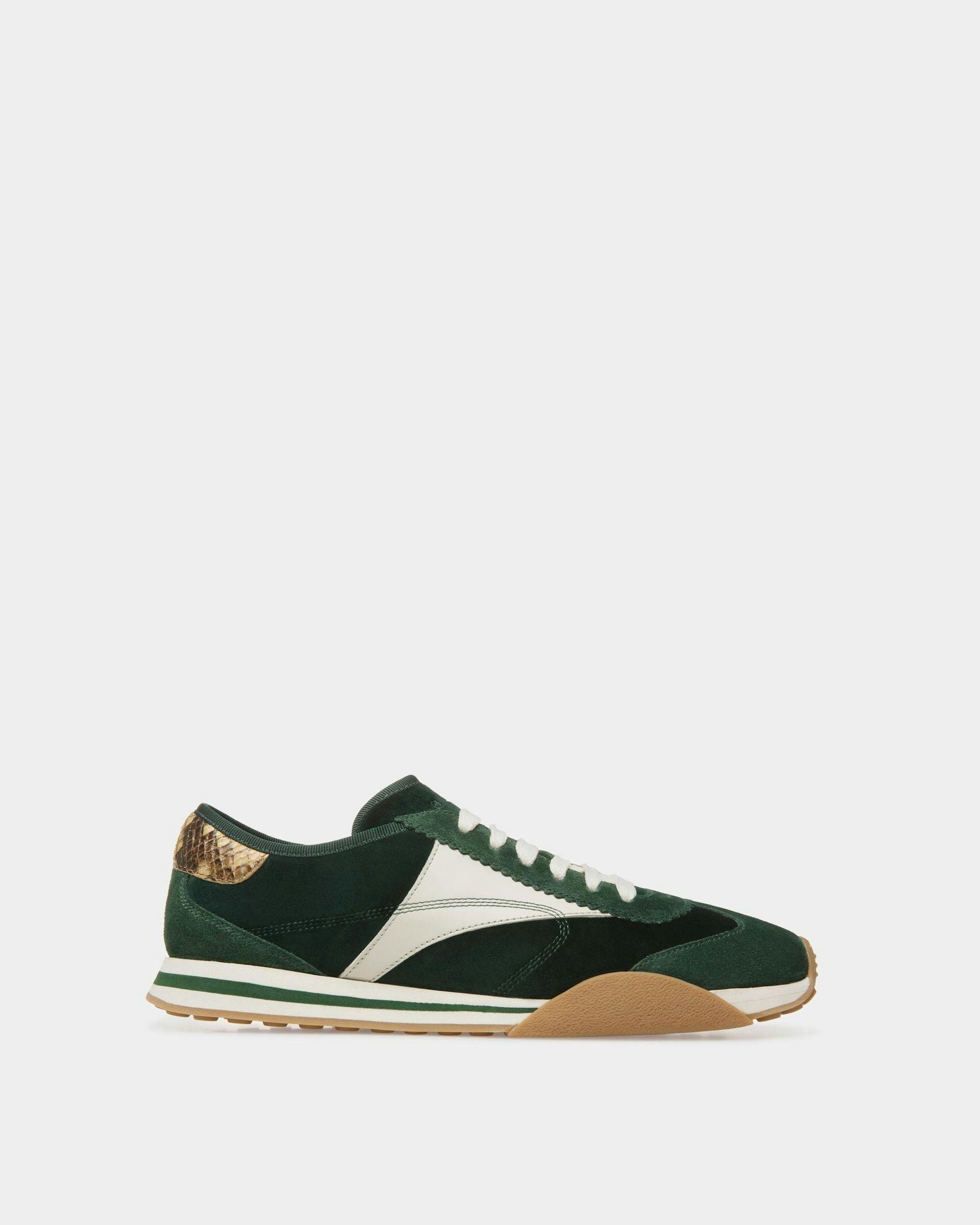 Sneaker Sussex In Pelle E Cotone Verde E Bianco Cipria - Uomo - Bally - 01