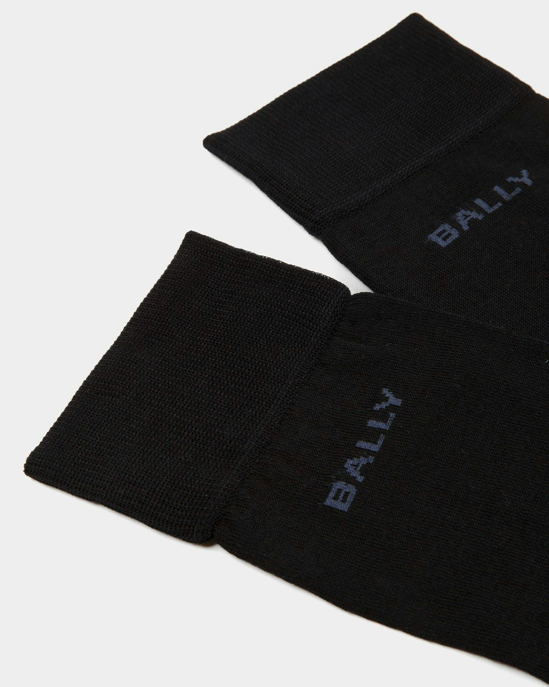 Men's Logo Socks In Ink And Indigo Cotton Mix | Bally | Still Life Detail