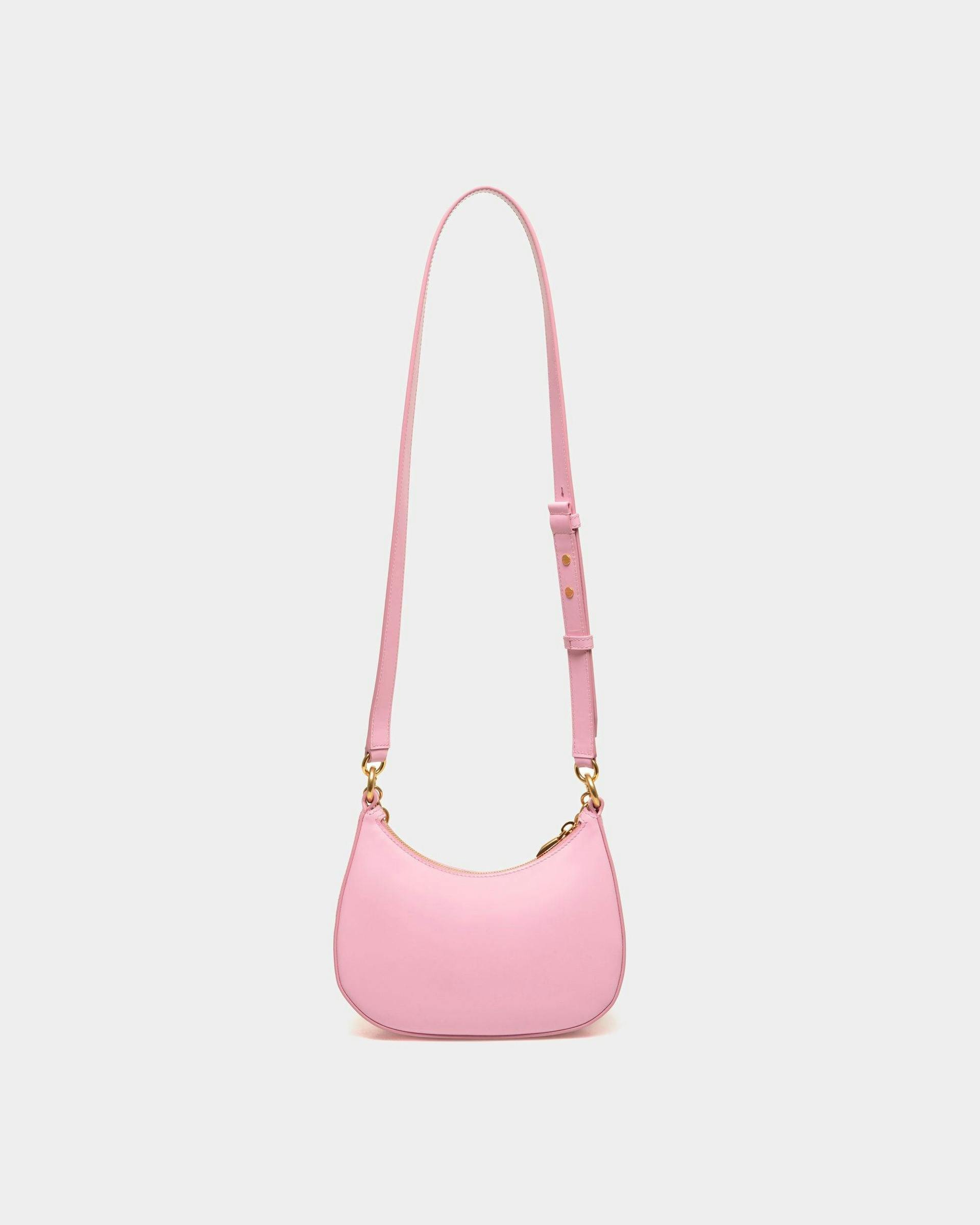 Women's Emblem Mini Crossbody Bag in Pink Patent Leather | Bally | Still Life Back