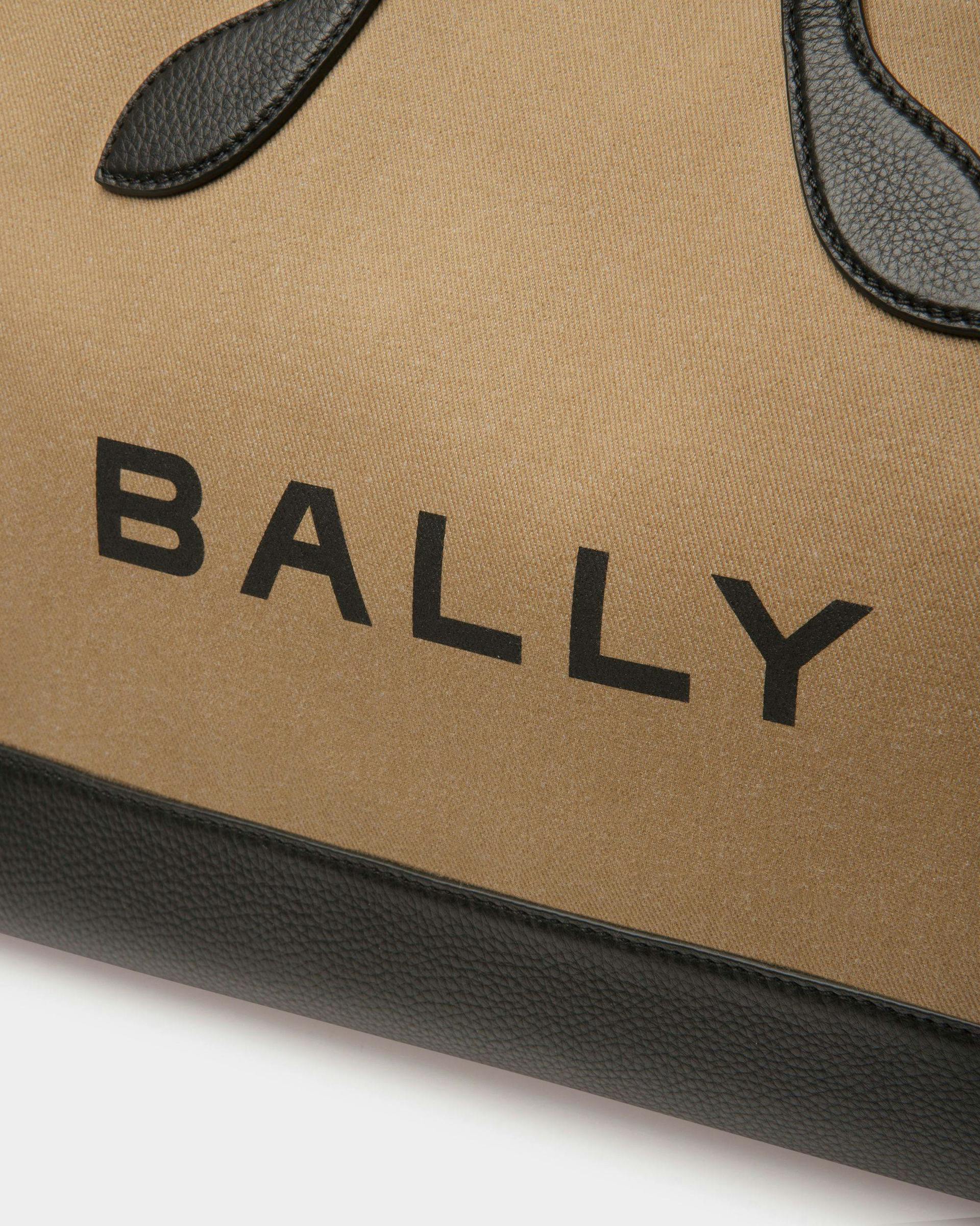 Women's Bar Tote Bag In Sand And Black Fabric | Bally | Still Life Detail