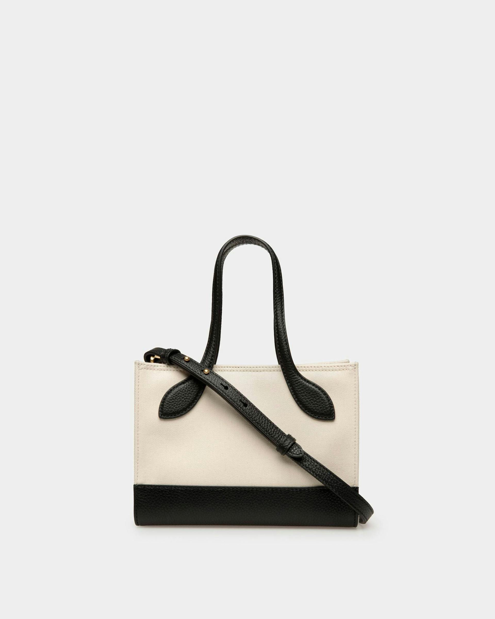 Women's Bar Minibag In Natural And Black Fabric | Bally | Still Life Back