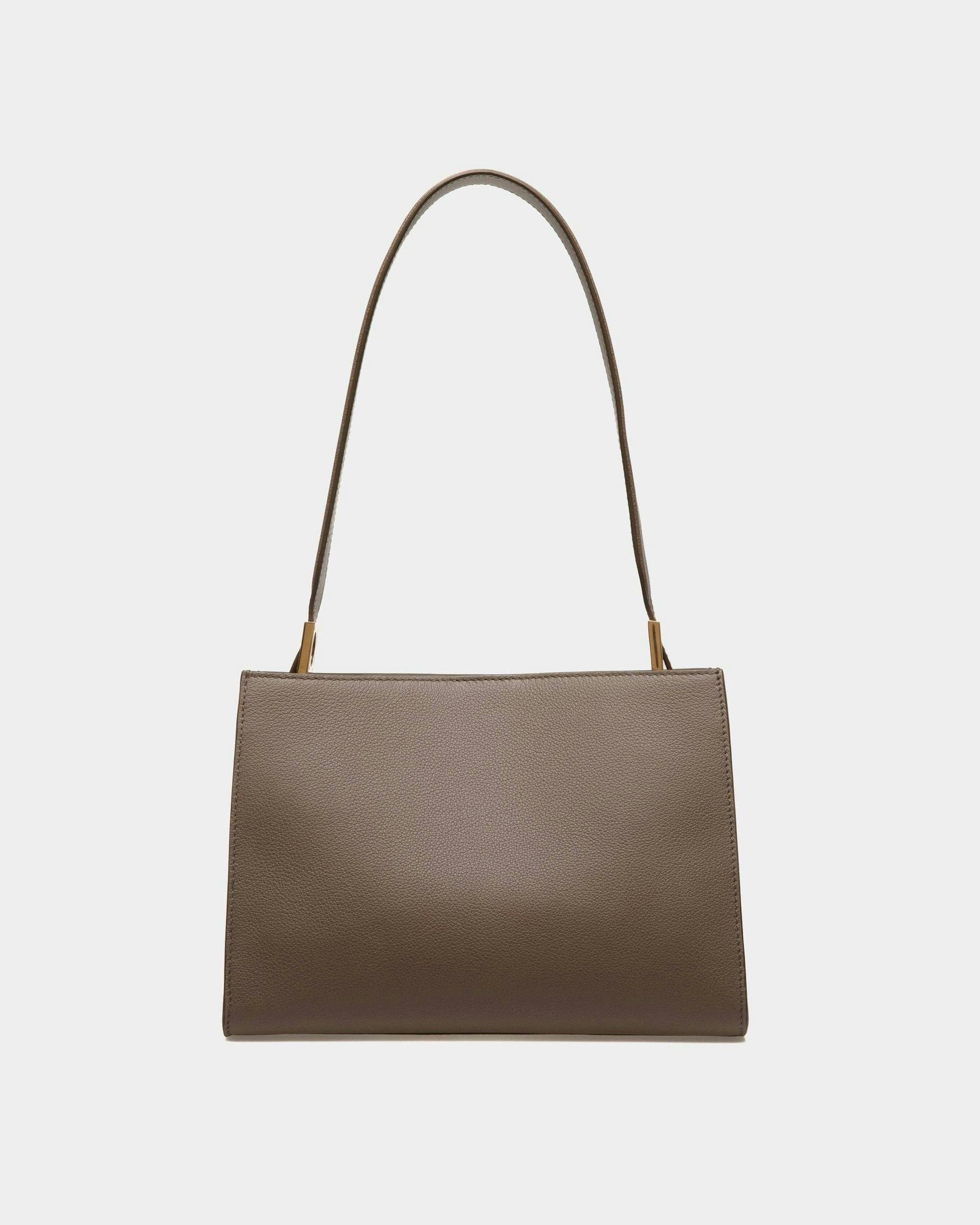 Women's Emblem Shoulder Bag in Beige Grained Leather | Bally | Still Life Back
