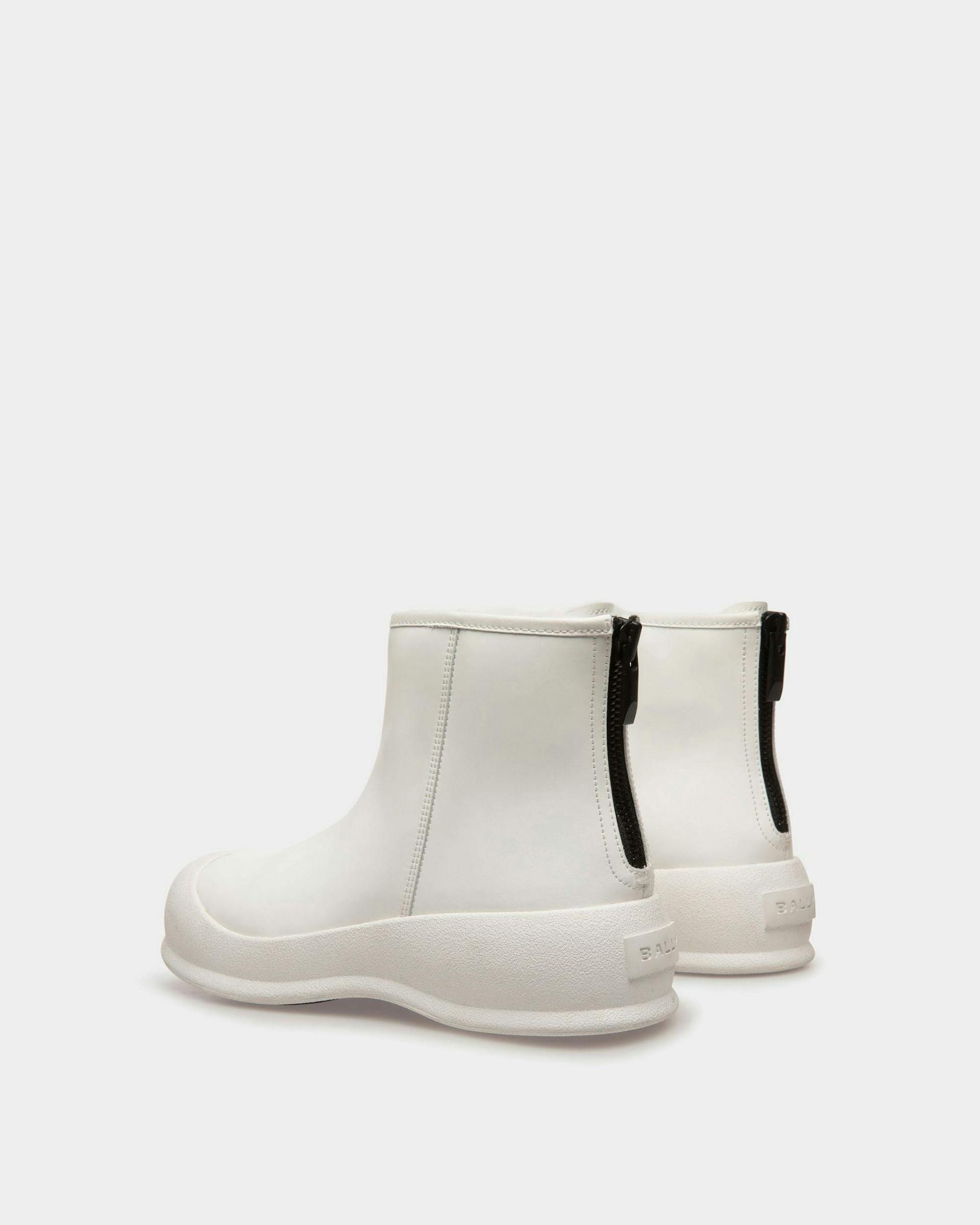Women's Frei Boots In White Rubber-coated Leather | Bally | Still Life 3/4 Back