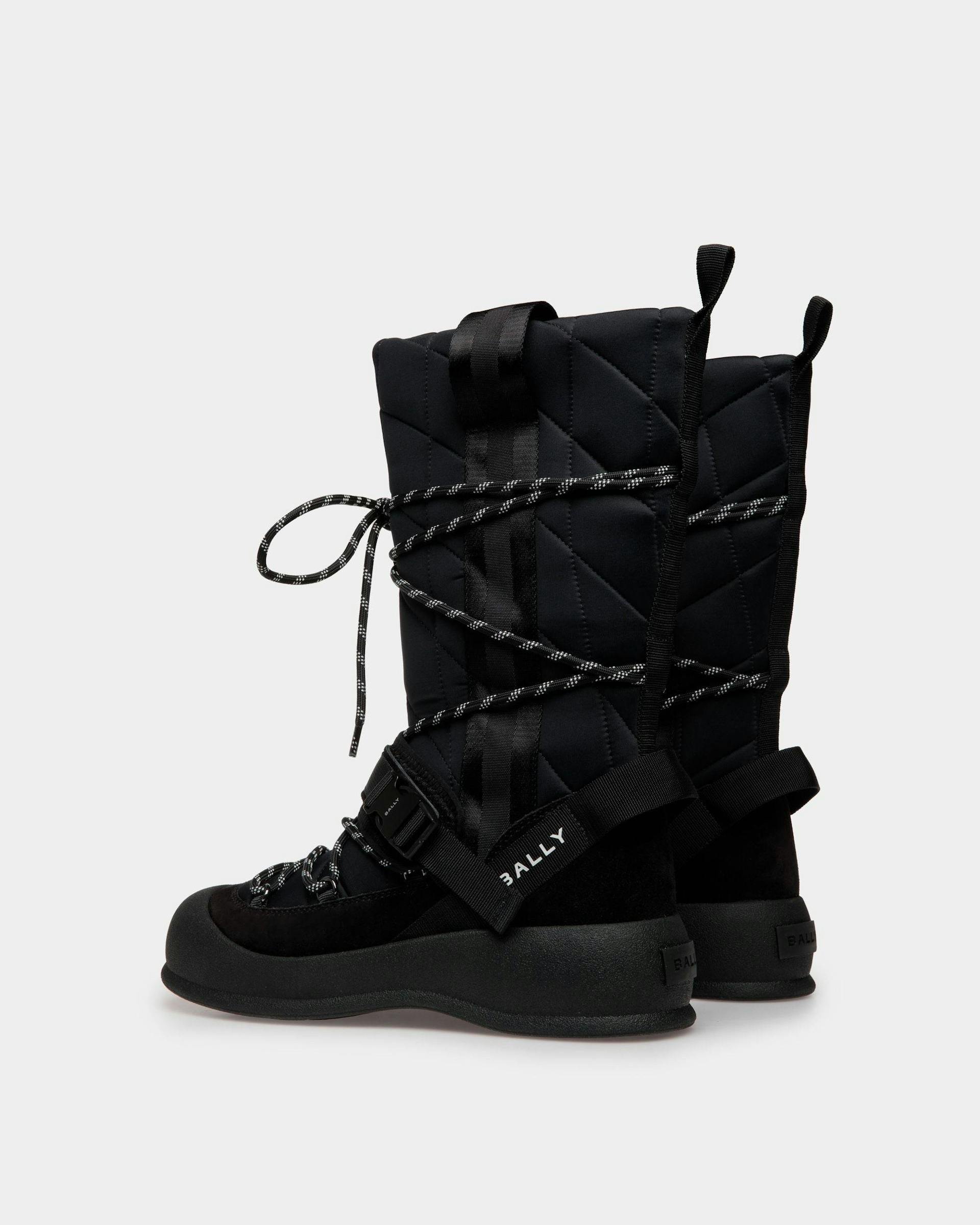 Women's Frei Boot In Black Nylon | Bally | Still Life 3/4 Back