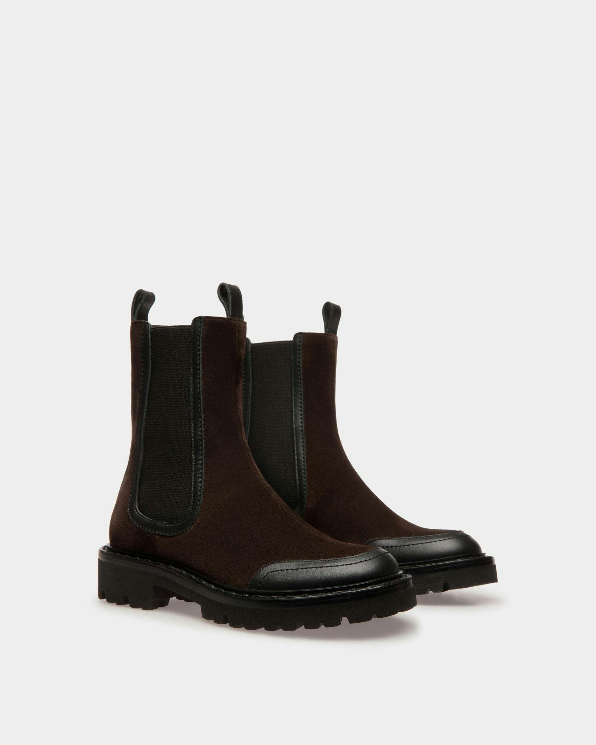 Women's Enga Boots In Brown Leather | Bally | Still Life 3/4 Front