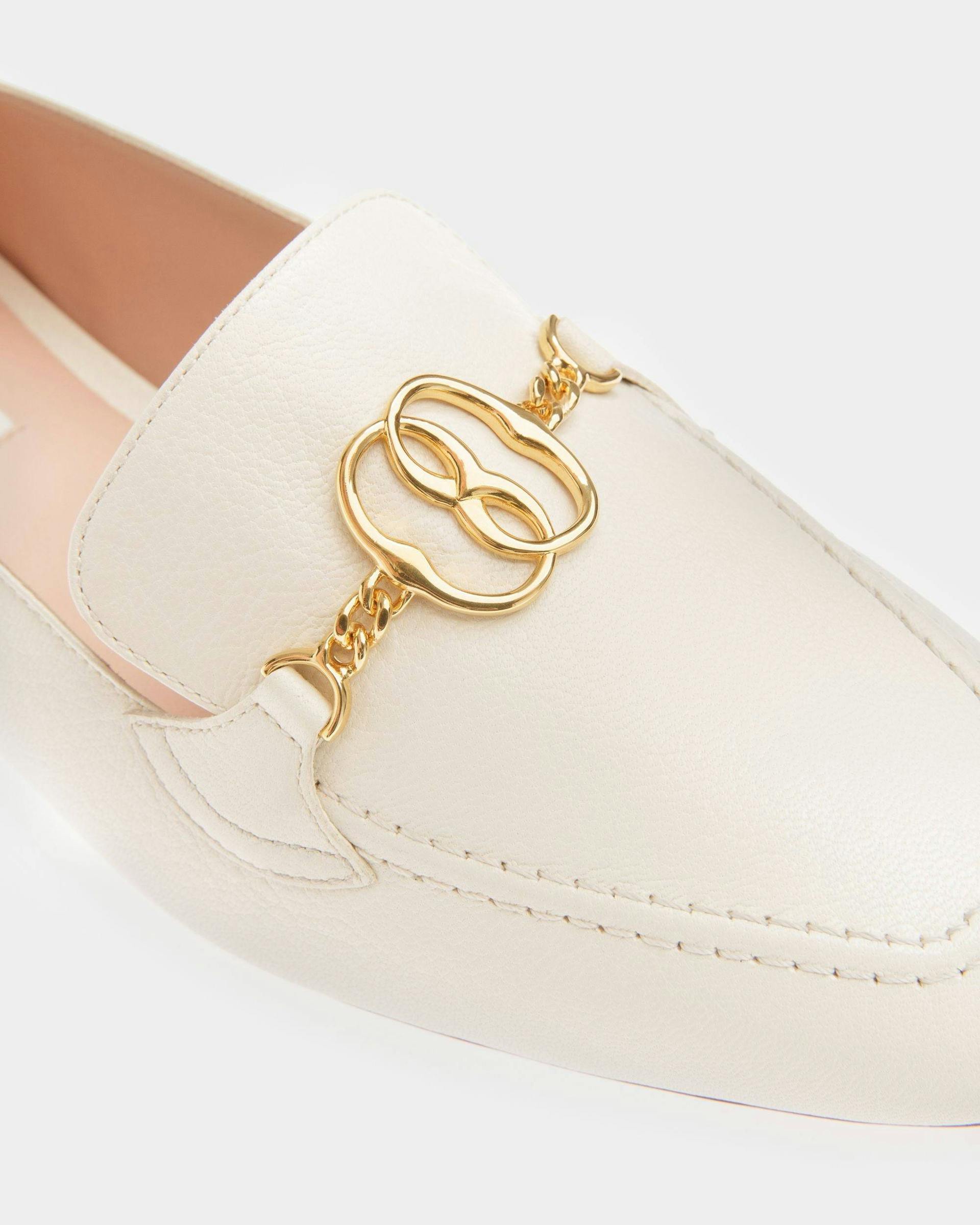 Women's Emblem Loafers In Bone Leather | Bally | Still Life Detail