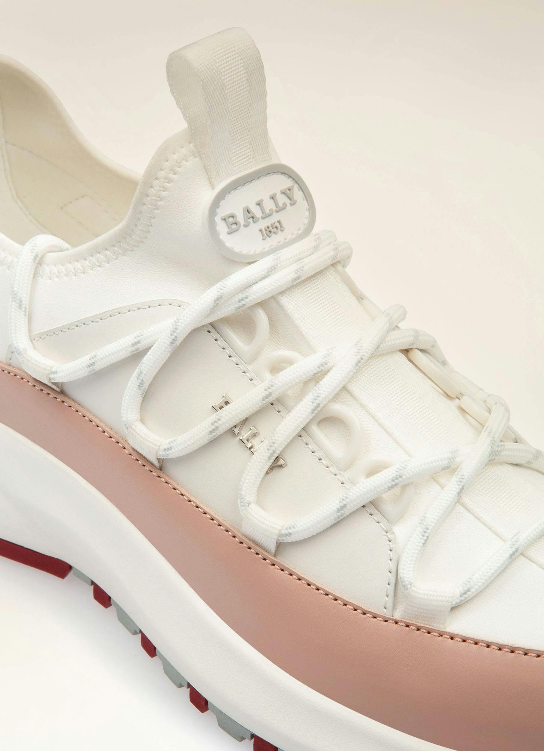 Delys Sneaker In Pelle Bianca E Rosa - Donna - Bally - 02