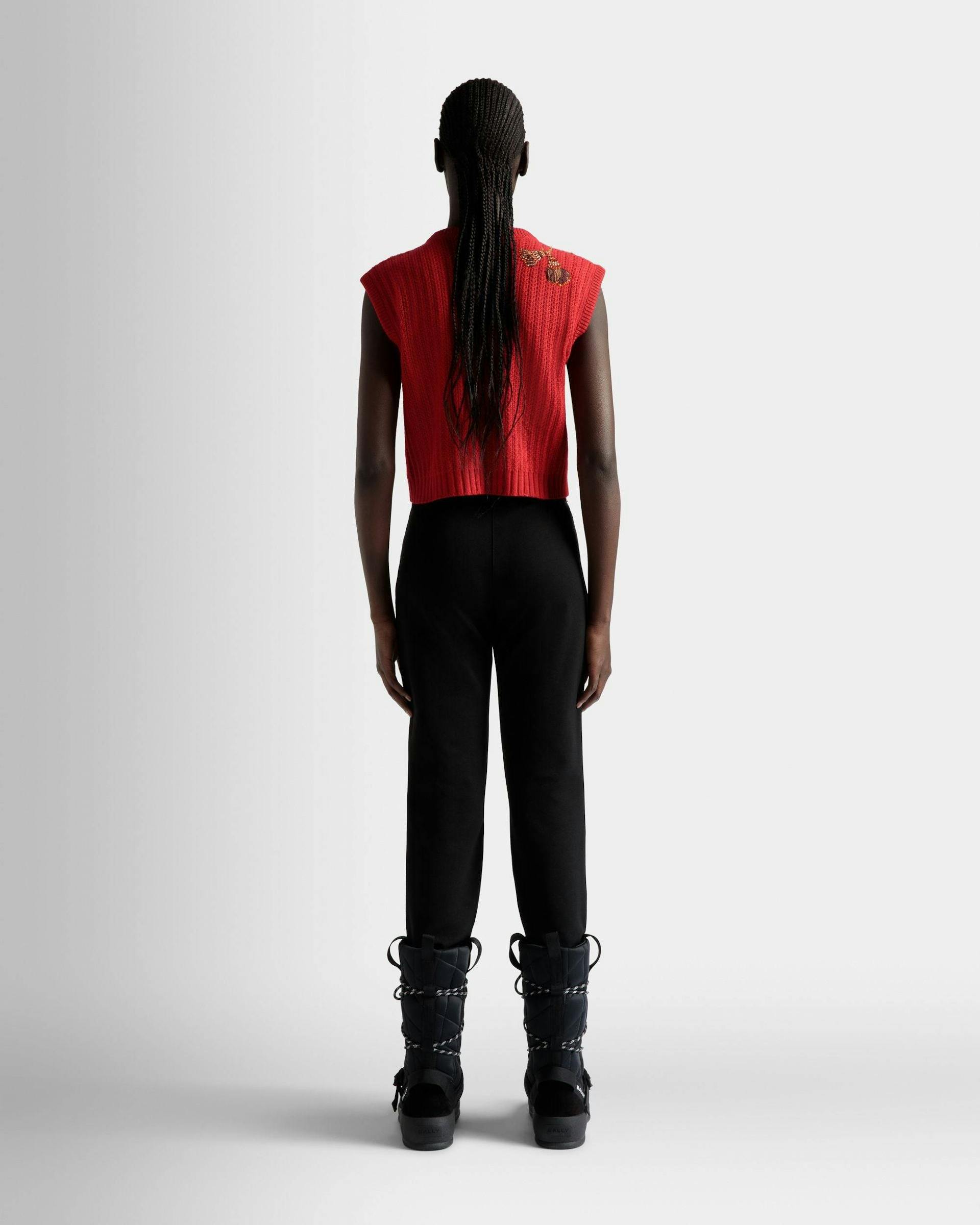 Women's Vest In Red Cashmere | Bally | On Model Back