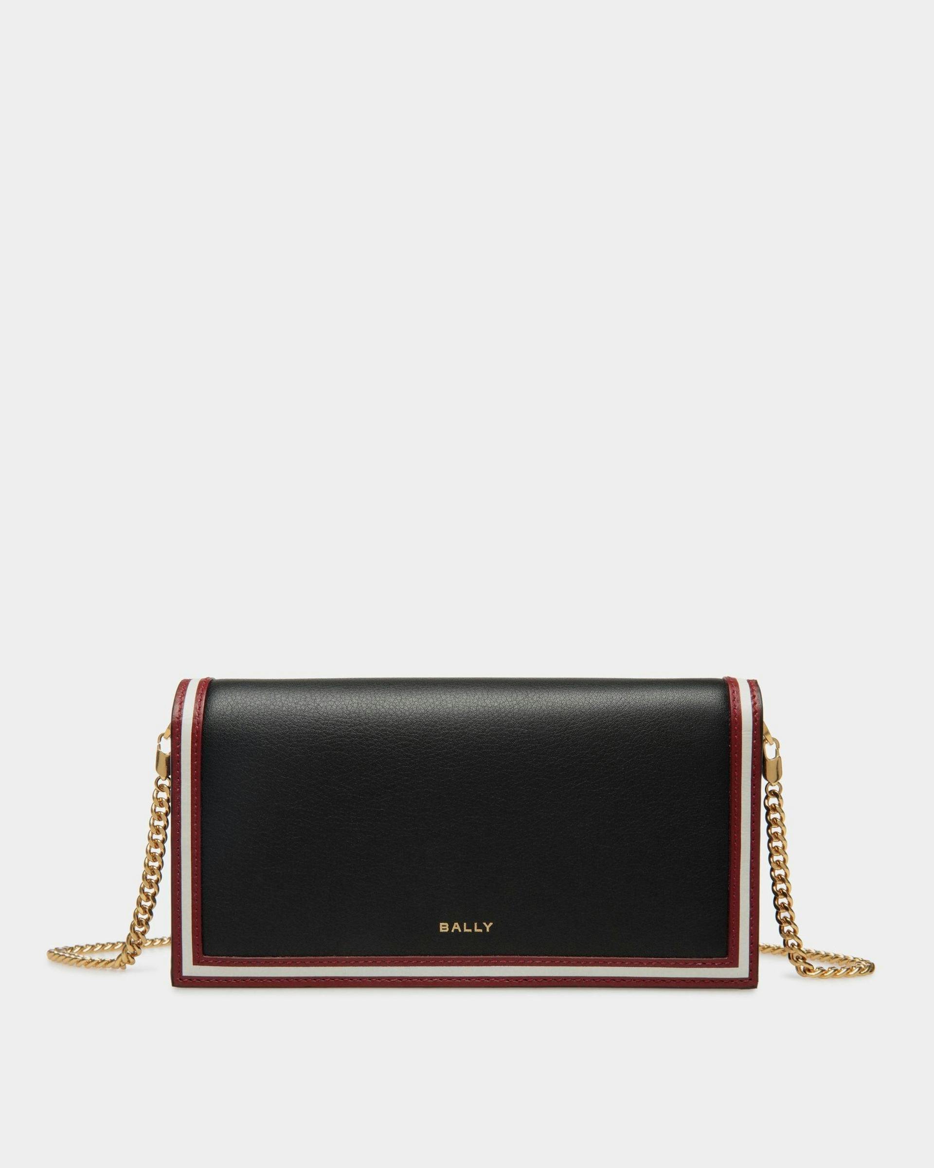 Women's Code Wallet on a Chain in Black Leather | Bally | Still Life Front