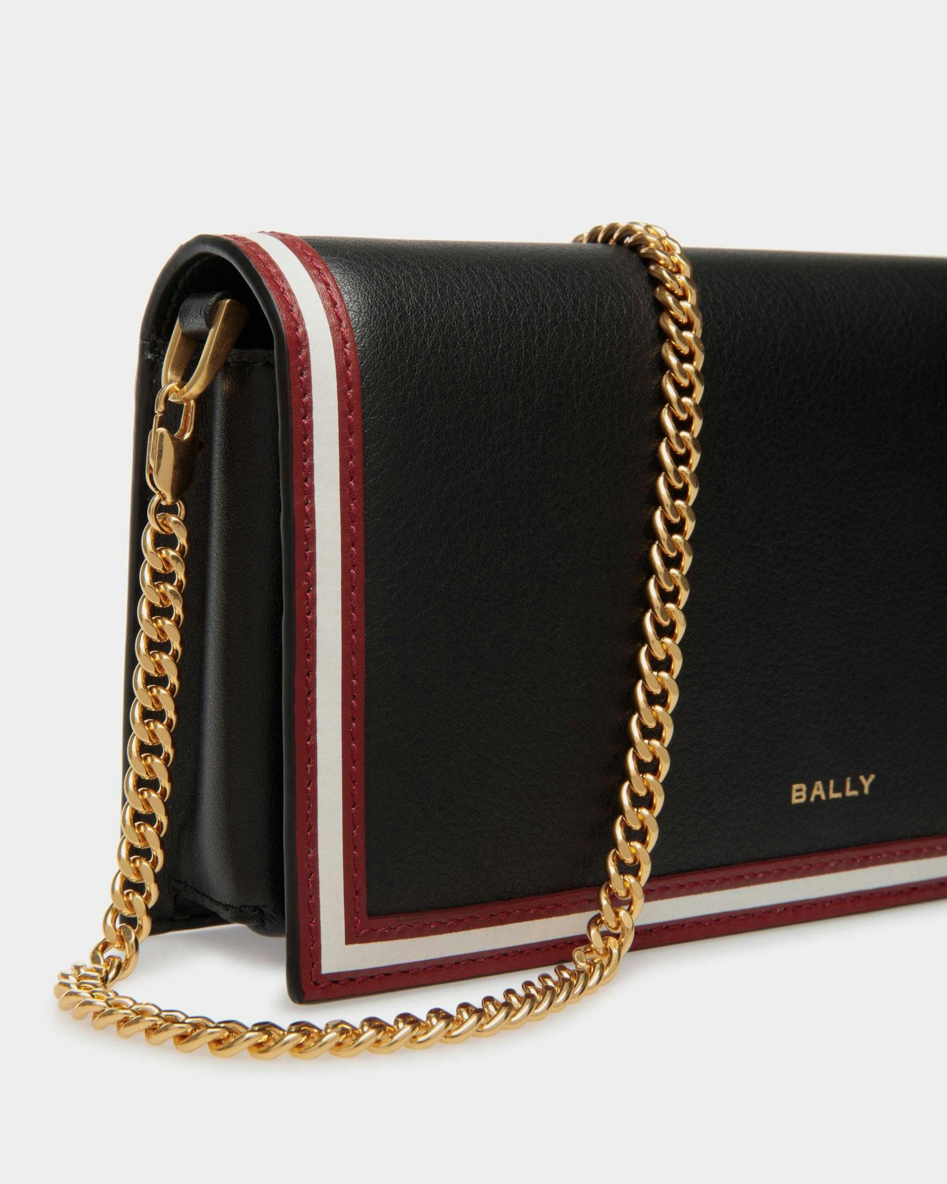 Women's Code Wallet on a Chain in Black Leather | Bally | Still Life Detail
