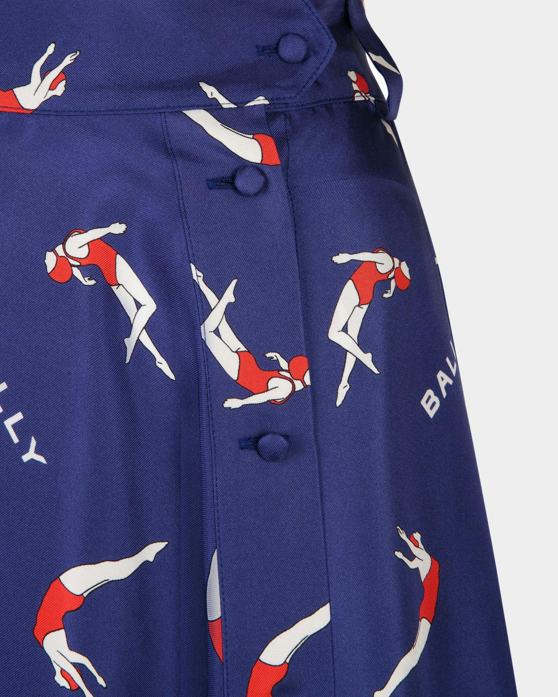 Women's Printed Midi Skirt in Silk | Bally | On Model Detail