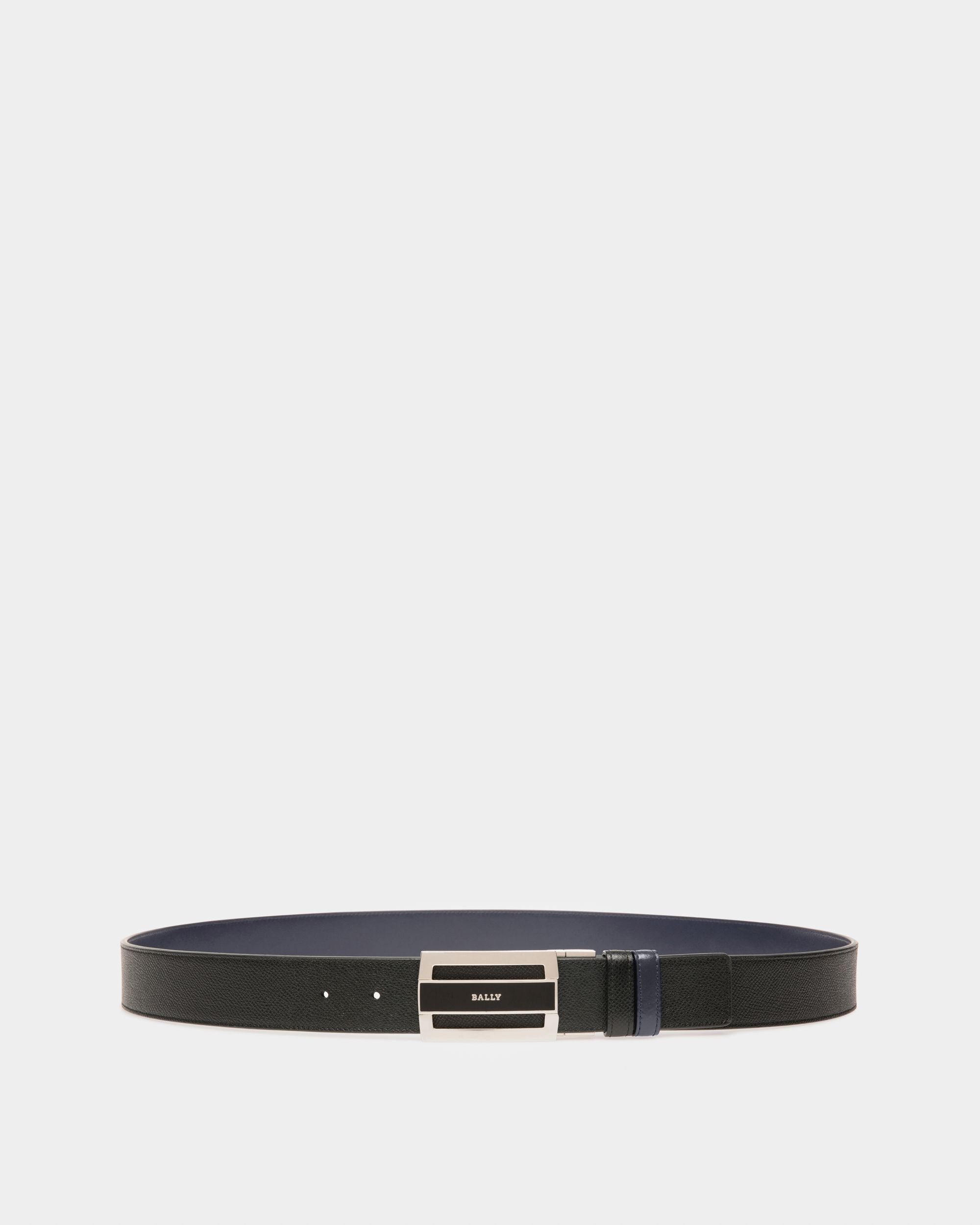 Fabazia Cintura Da 35 Mm Regolabile E Double Face In Pelle Nera E Navy - Uomo - Bally - 01