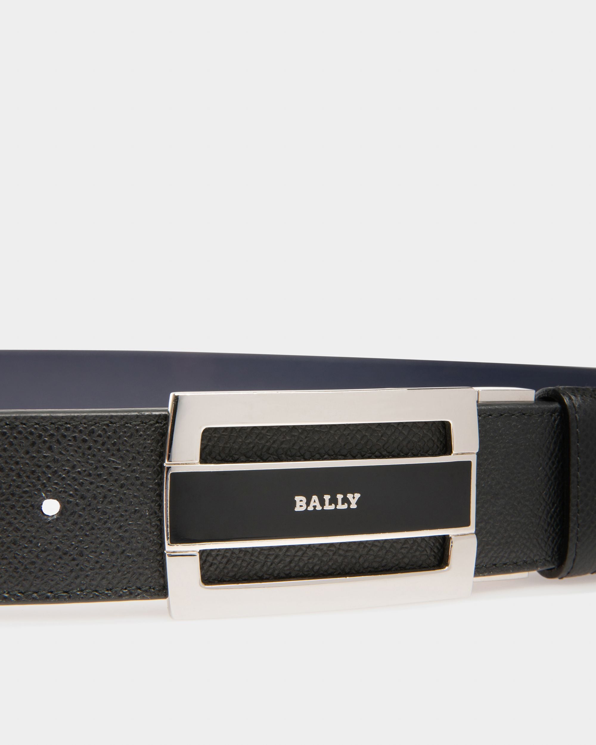 Fabazia Cintura Da 35 Mm Regolabile E Double Face In Pelle Nera E Navy - Uomo - Bally - 03