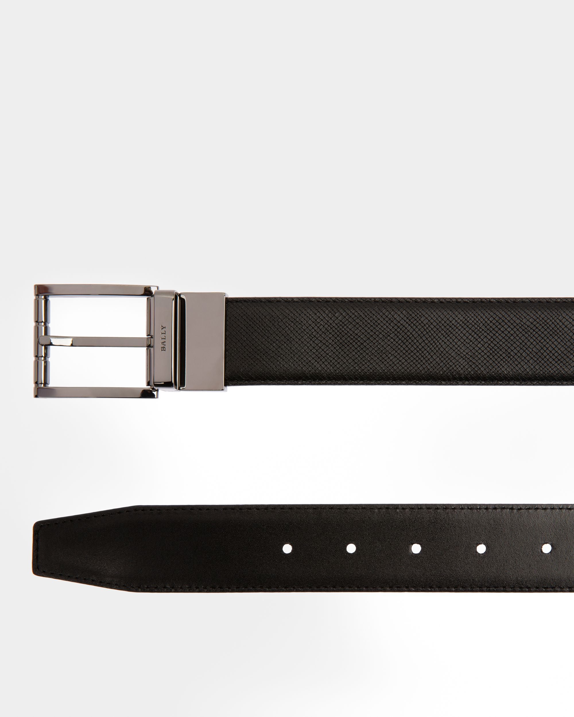 Astor Cintura Da 35 Mm Regolabile E Double Face In Pelle Nera - Uomo - Bally - 02