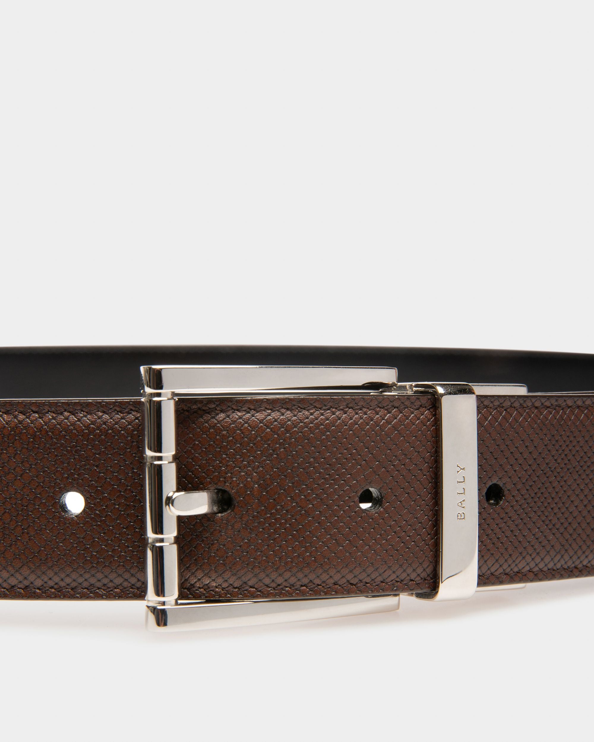 Astor Cintura Da 35 Mm In Pelle Marrone E Nera - Uomo - Bally - 03