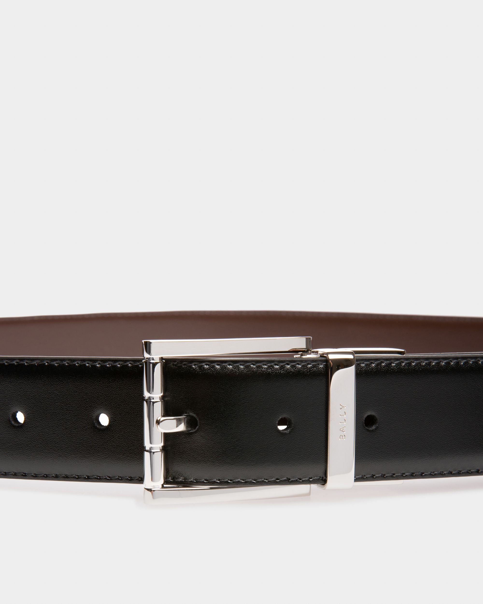 Astor Cintura Da 35 Mm In Pelle Nera E Marrone - Uomo - Bally - 03
