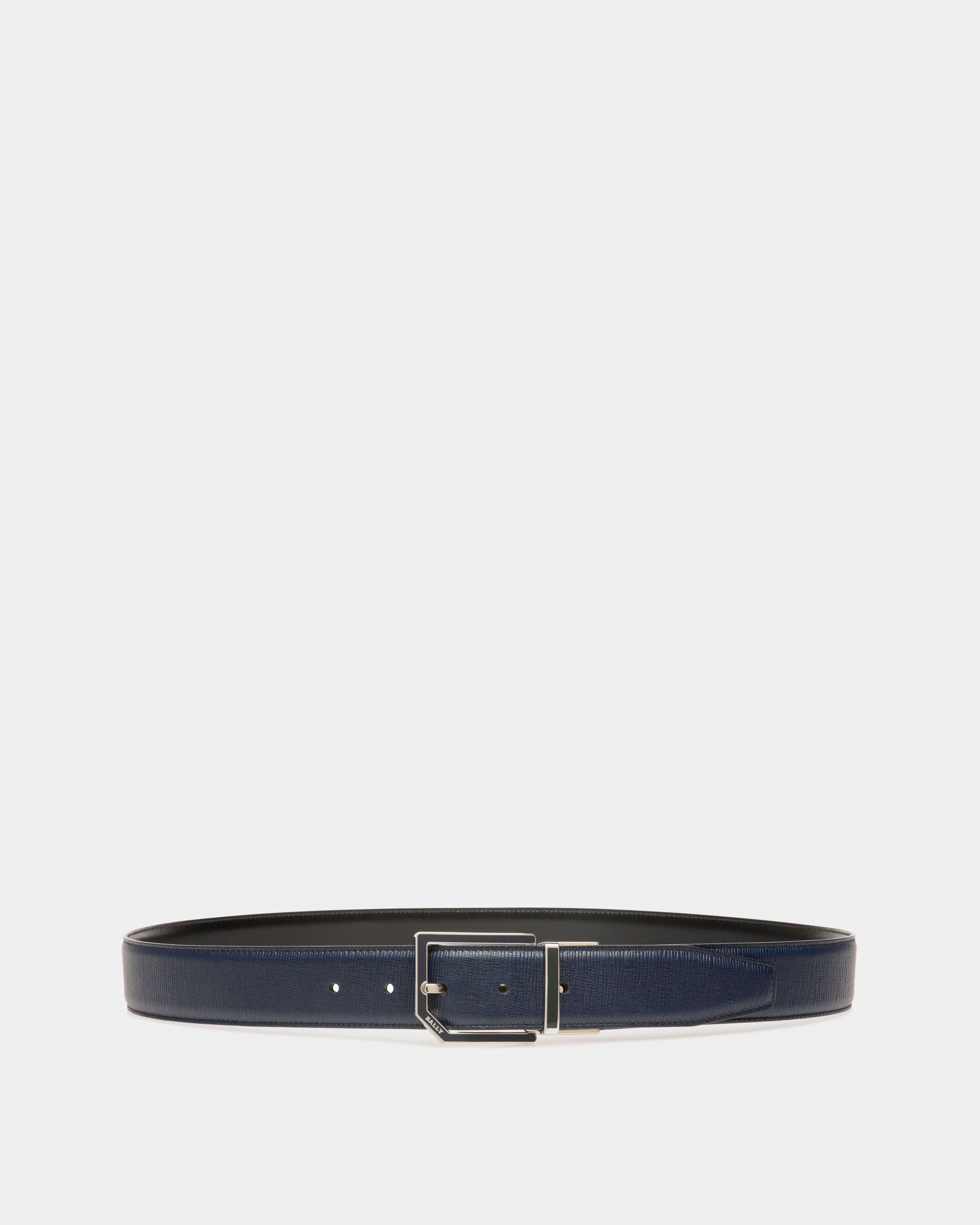 Charlton Cintura Da 35 Mm In Pelle Blu Navy E Nera - Uomo - Bally - 01