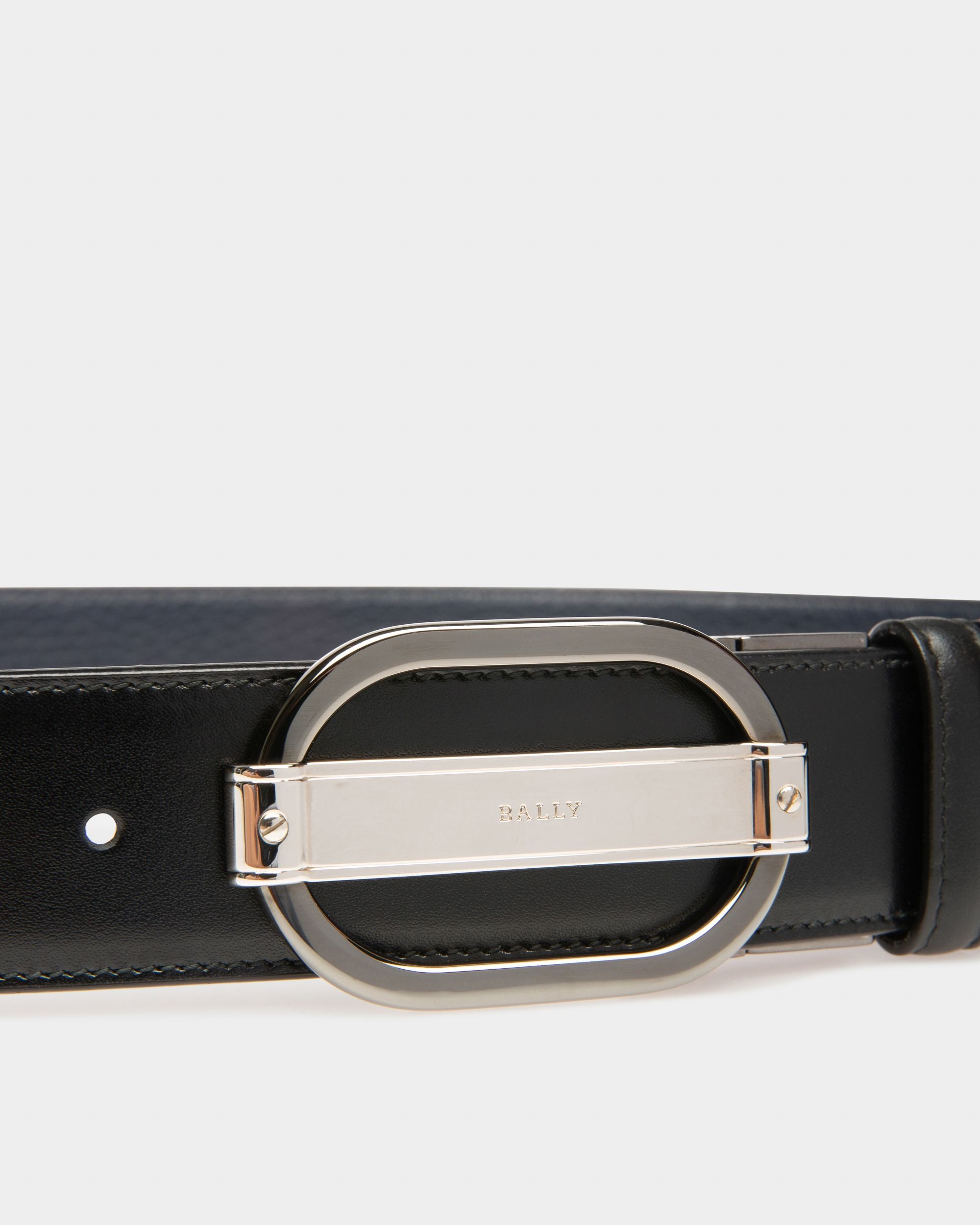 Sil Cintura Da 35 Mm Regolabile E Double Face In Pelle Nera E Navy - Uomo - Bally - 03