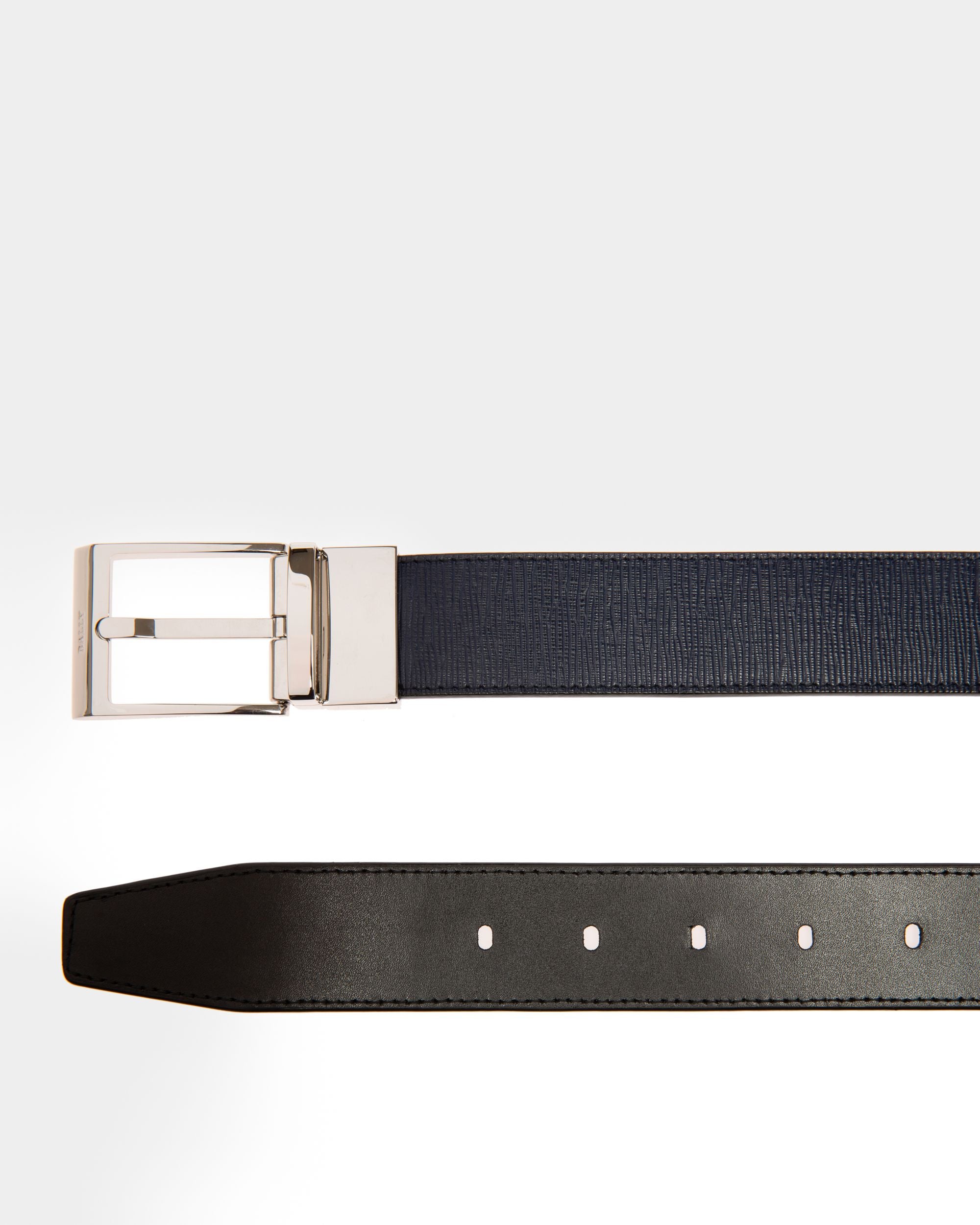 Shiff Cintura Da 35 Mm In Pelle Blu Navy E Nera - Uomo - Bally - 02