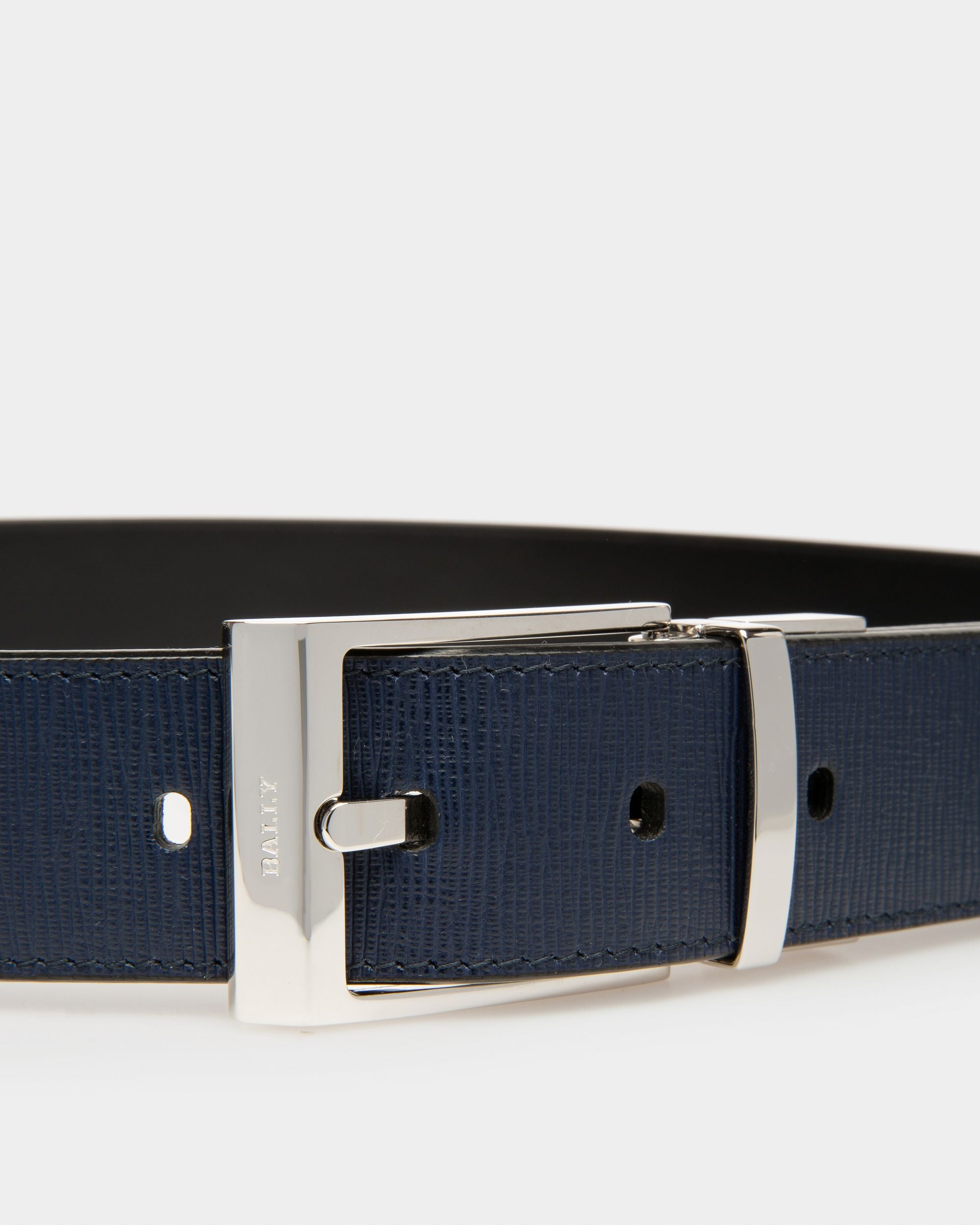 Shiff Cintura Da 35 Mm In Pelle Blu Navy E Nera - Uomo - Bally - 03