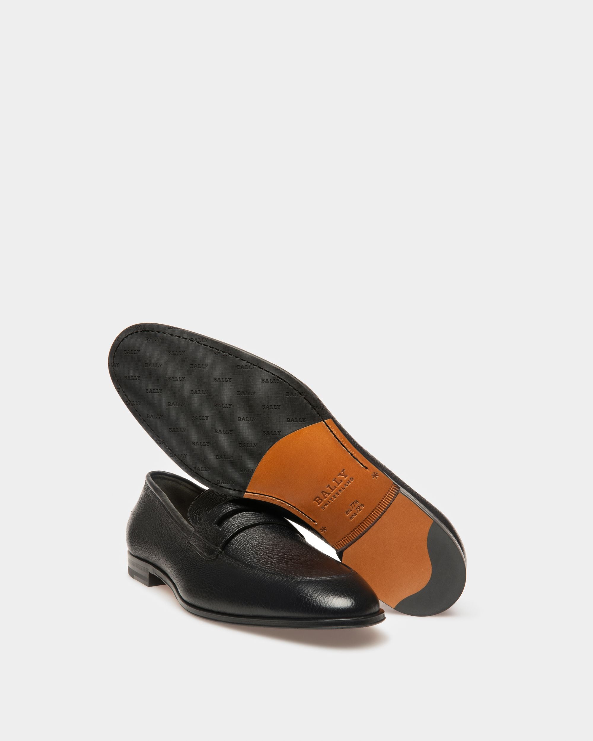 Webb Penny Loafer Da Uomo In Pelle Di Daino Martellata Nera - Uomo - Bally - 03