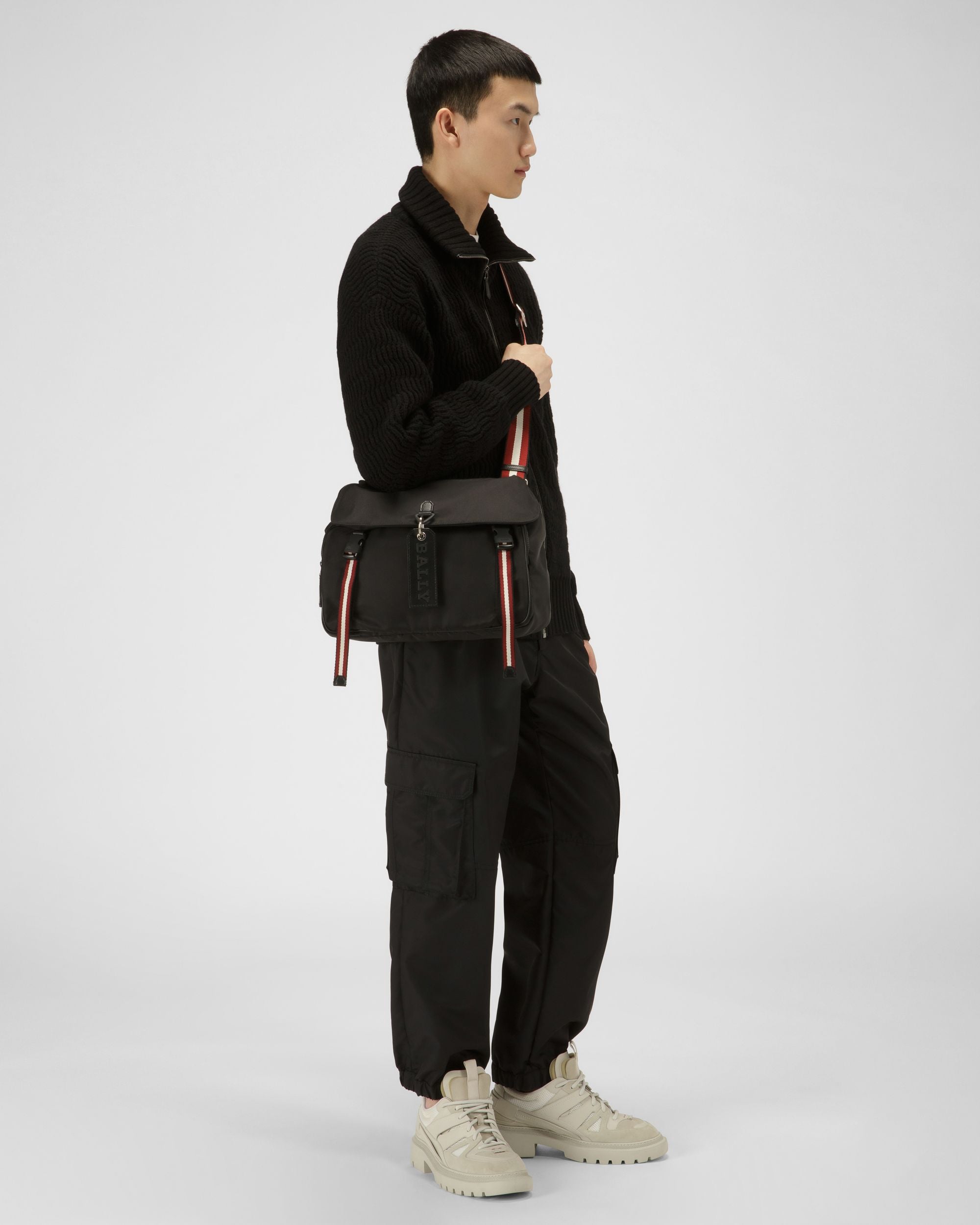 Catch Borsa A Tracolla Regolabile In Nylon Nero - Uomo - Bally - 02