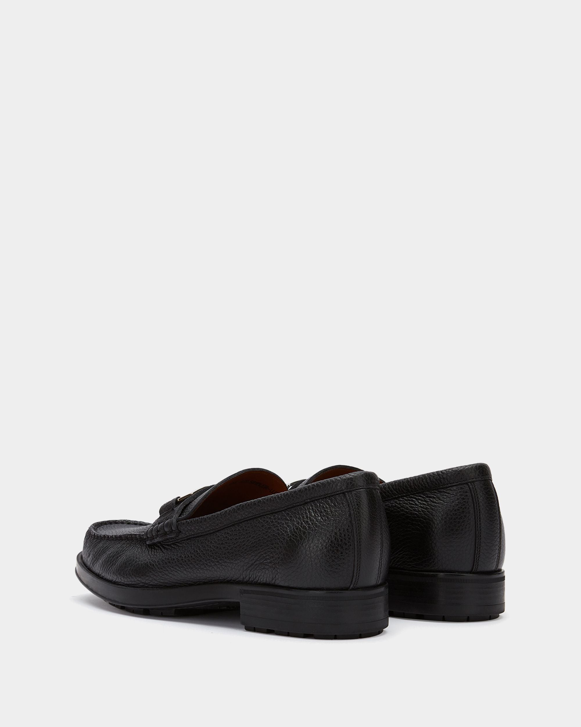 Men's Black Leather Loafers - Uomo - Bally - 03