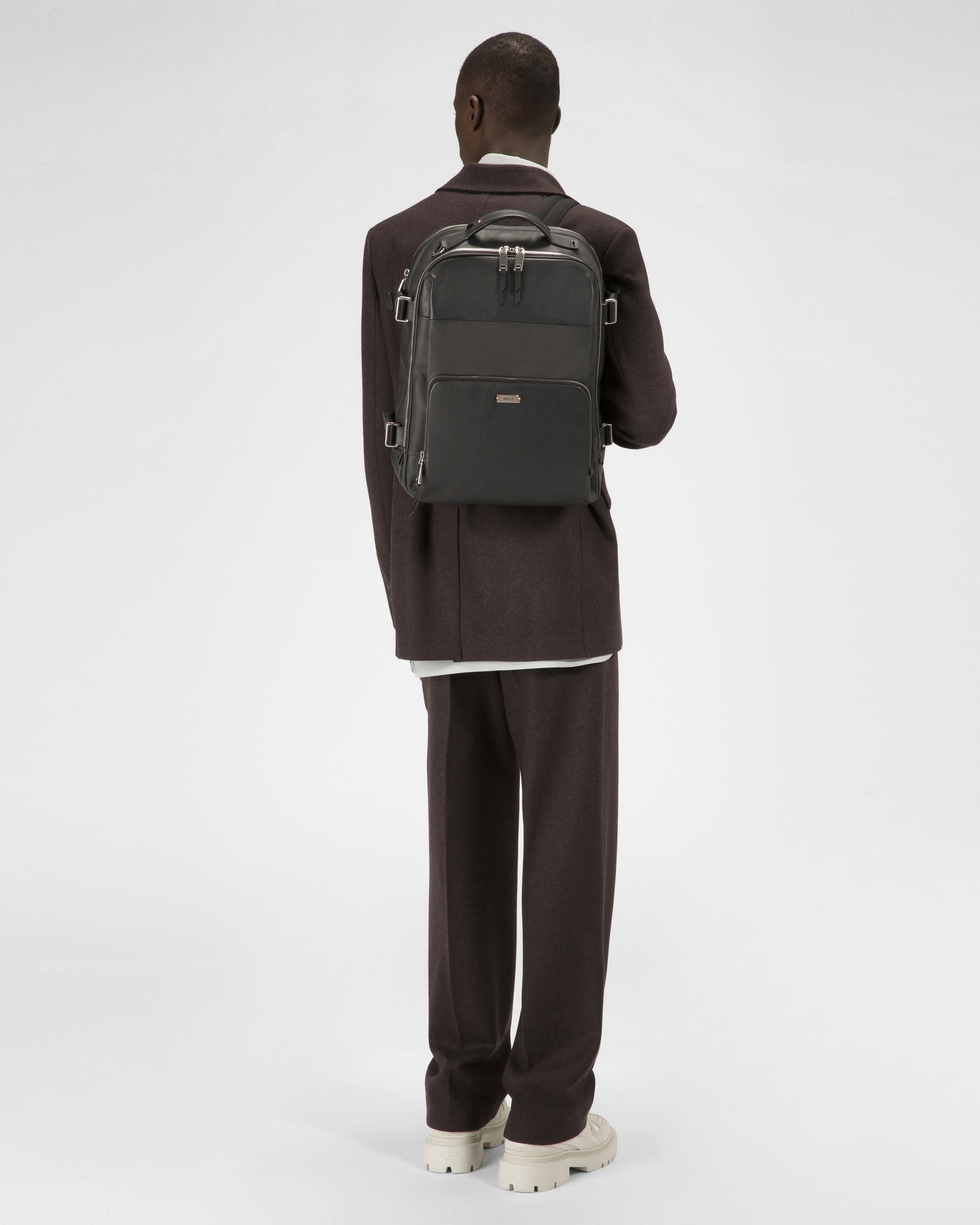 Veltan Zaino Nero In Tela E Pelle Con Coating - Uomo - Bally - 02