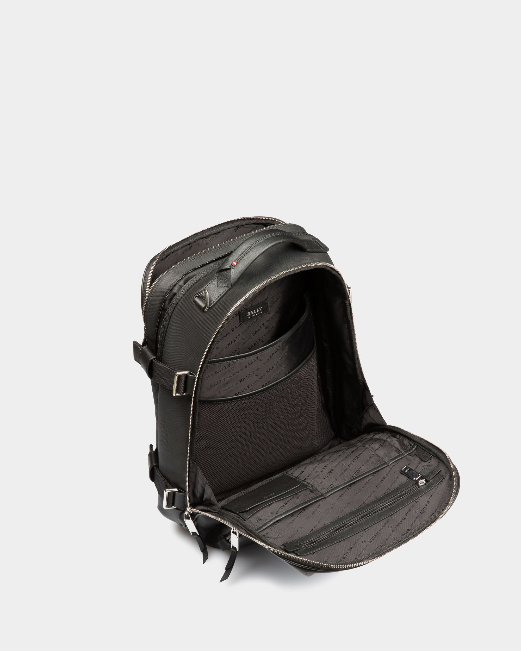 Veltan Zaino Nero In Tela E Pelle Con Coating - Uomo - Bally - 04