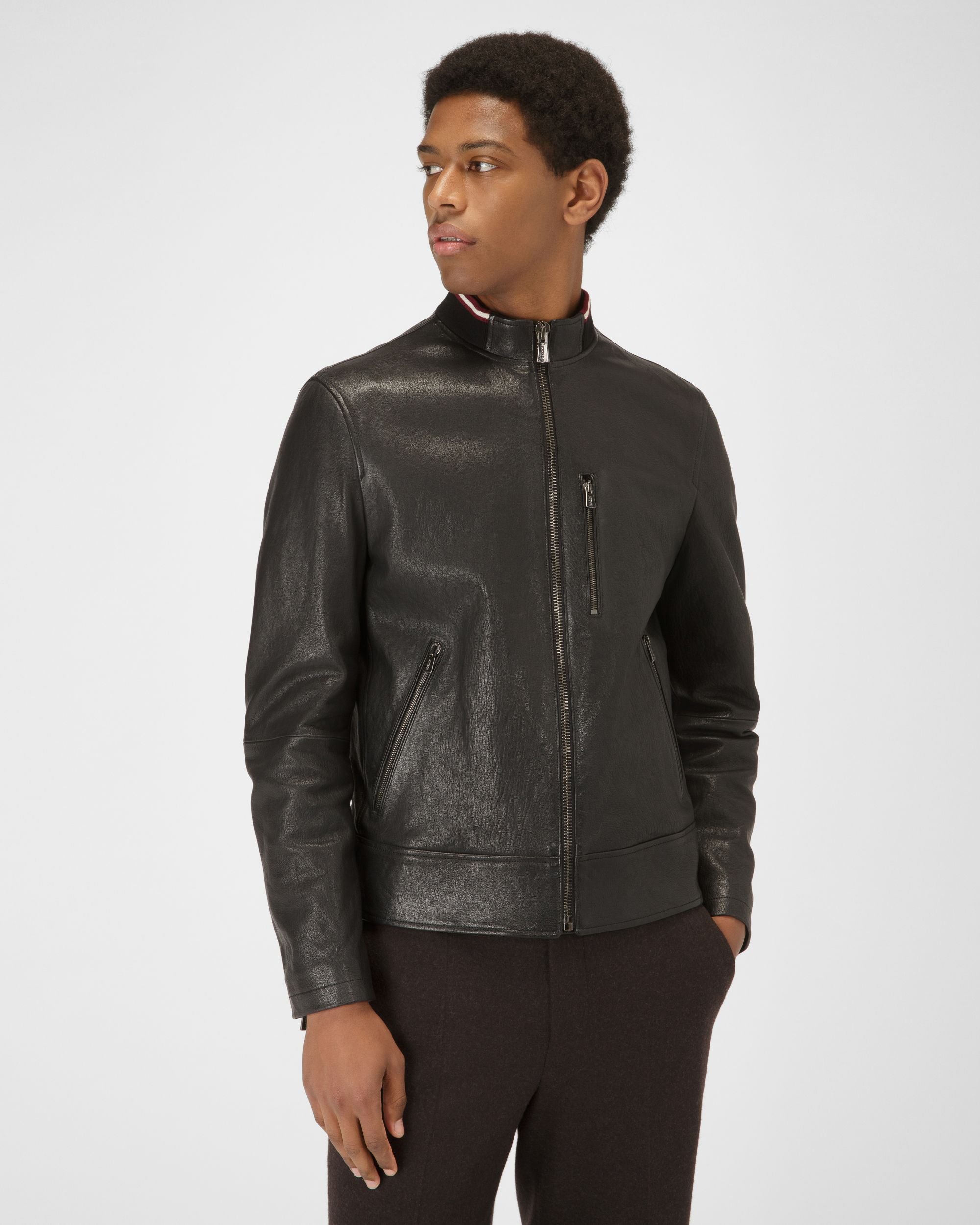 Giacca Con Bally Stripe In Pelle Colore Nero - Uomo - Bally - 01