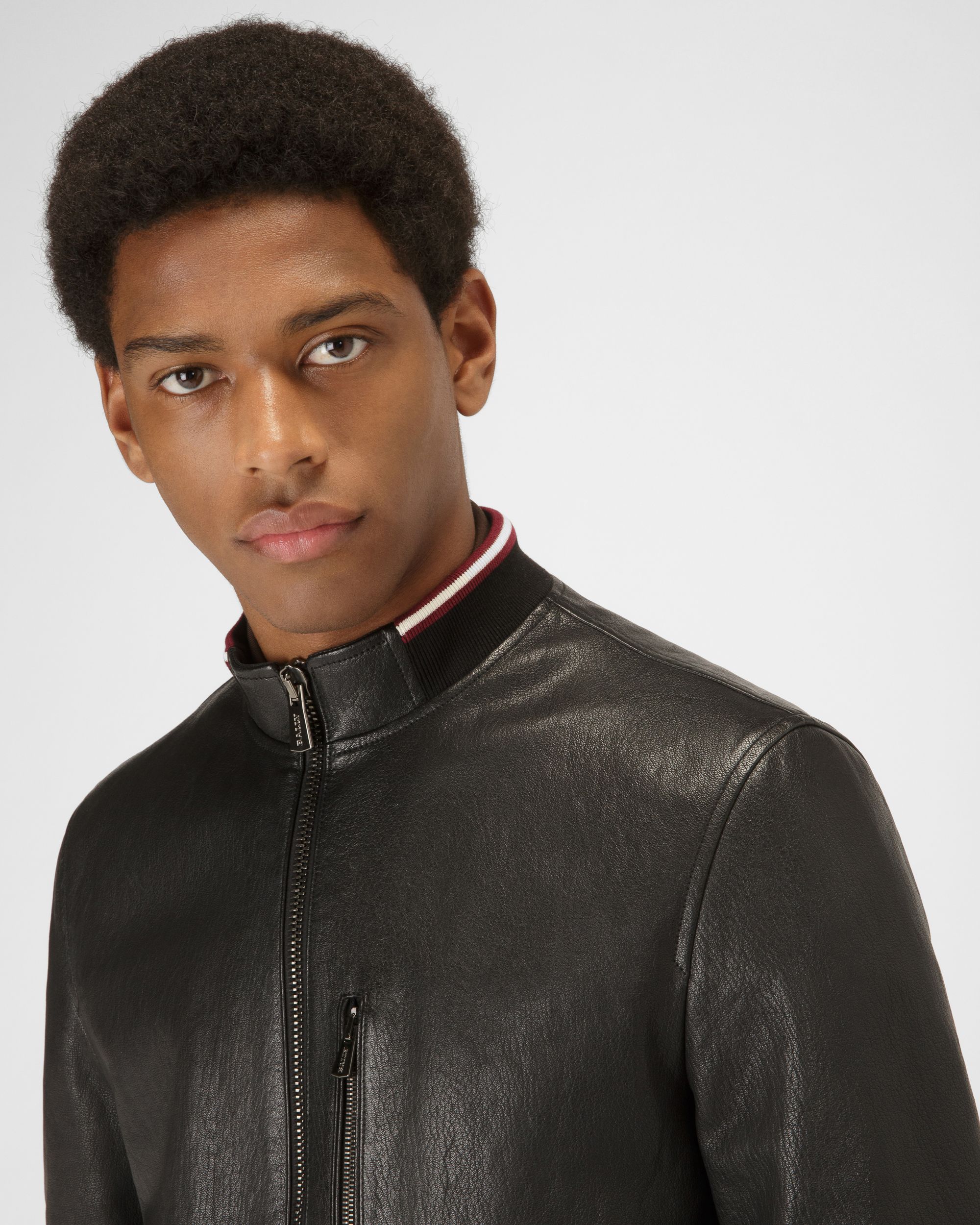 Giacca Con Bally Stripe In Pelle Colore Nero - Uomo - Bally - 02