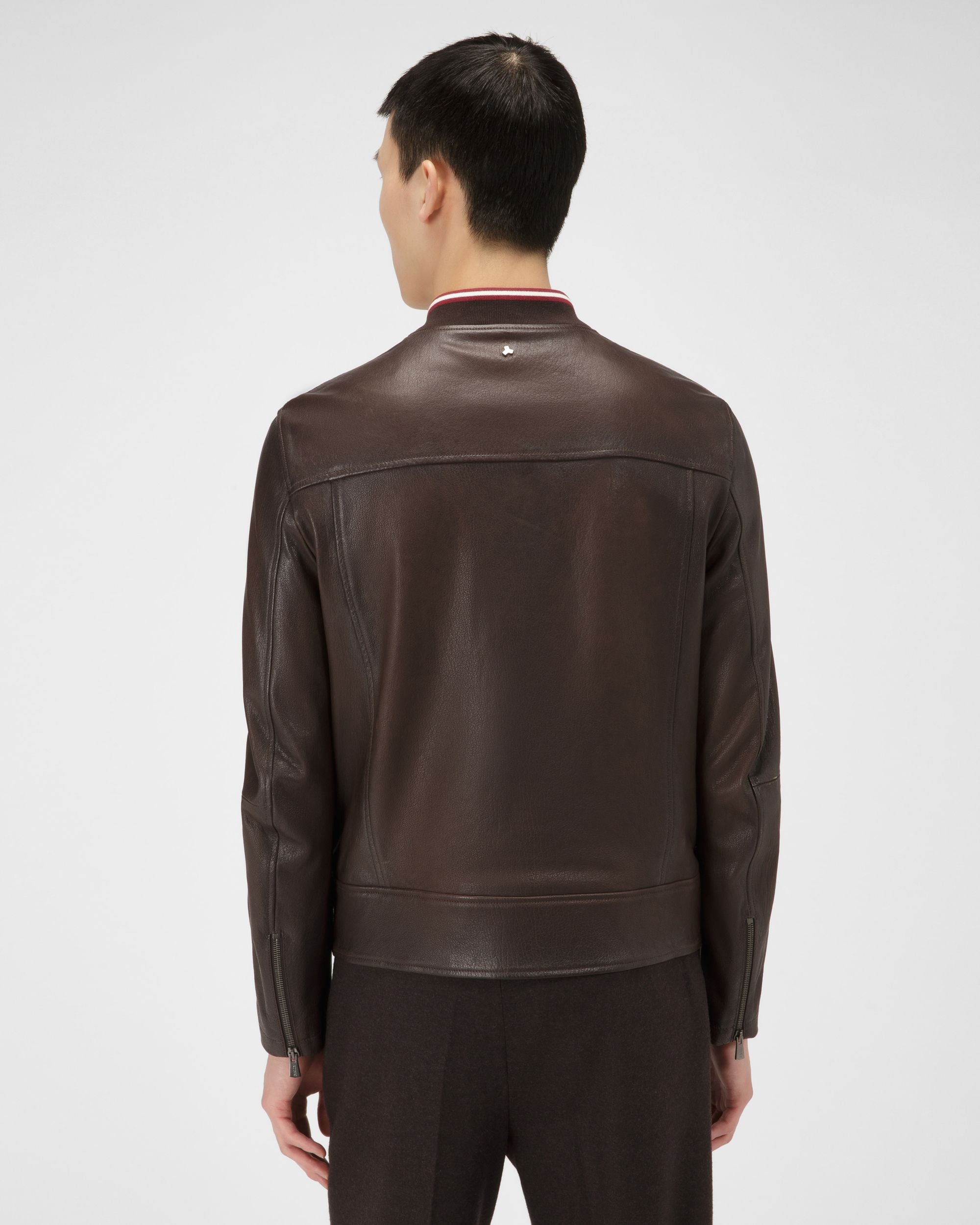 Giacca Con Bally Stripe In Pelle Colore Marrone - Uomo - Bally - 03