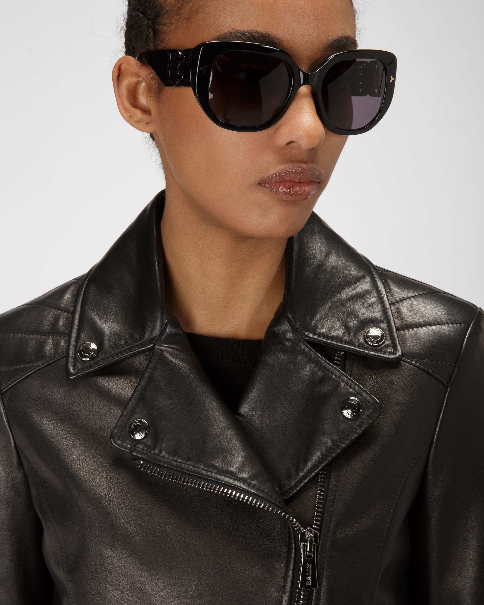 Giacca Biker In Pelle Nera - Donna - Bally - 02