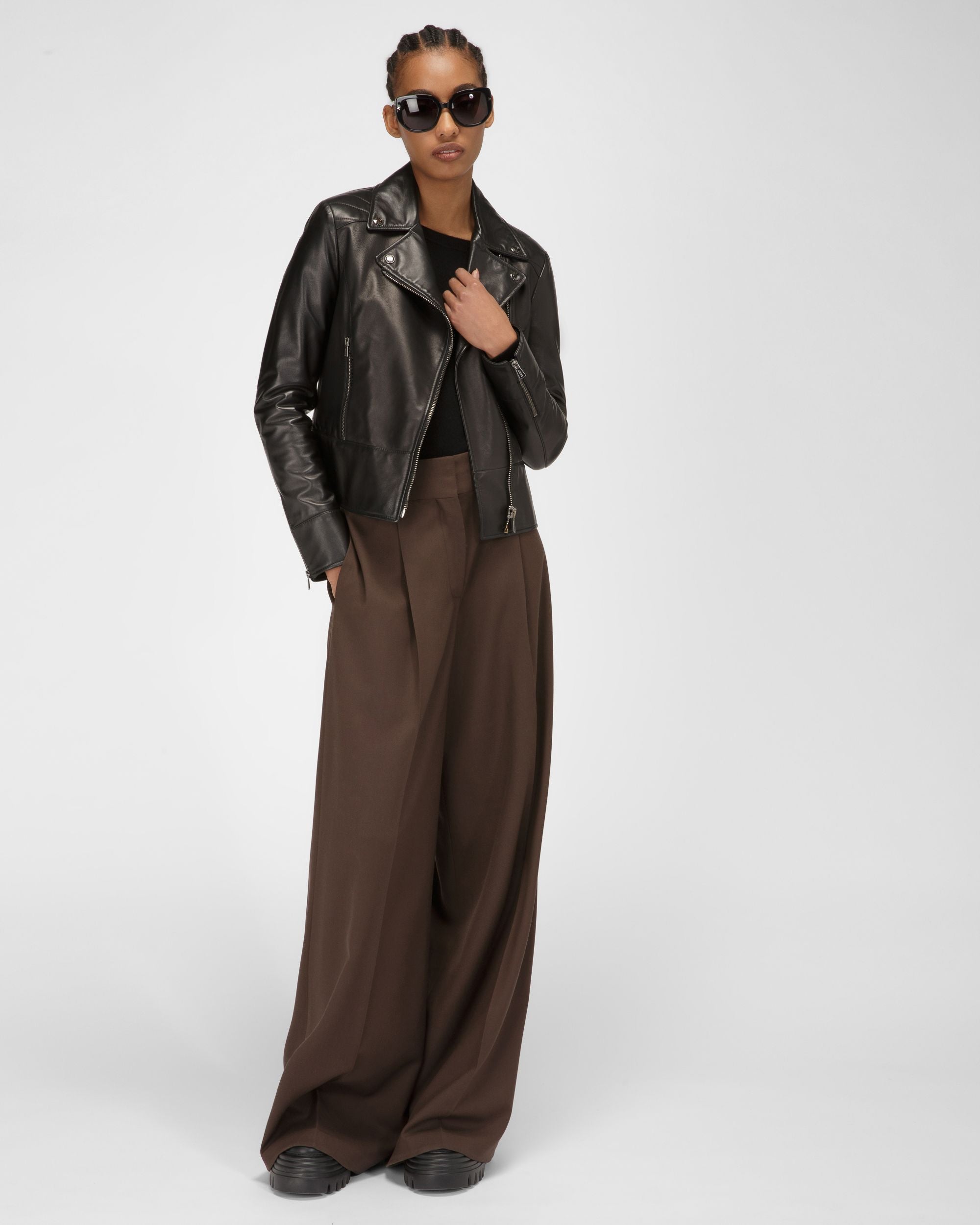 Giacca Biker In Pelle Nera - Donna - Bally - 04