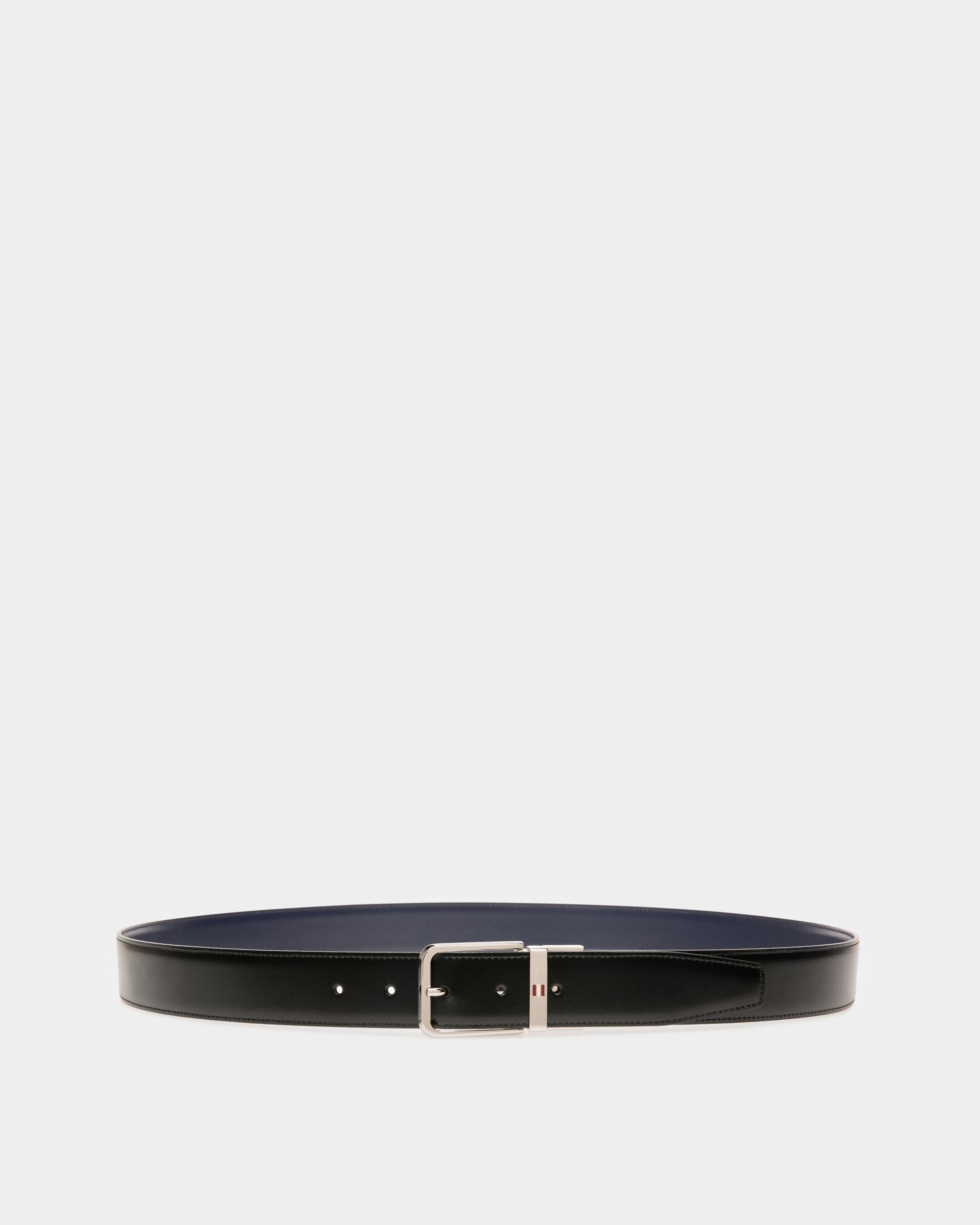 Arkin Cintura Da 35 Mm In Pelle Nera E Navy - Uomo - Bally - 01